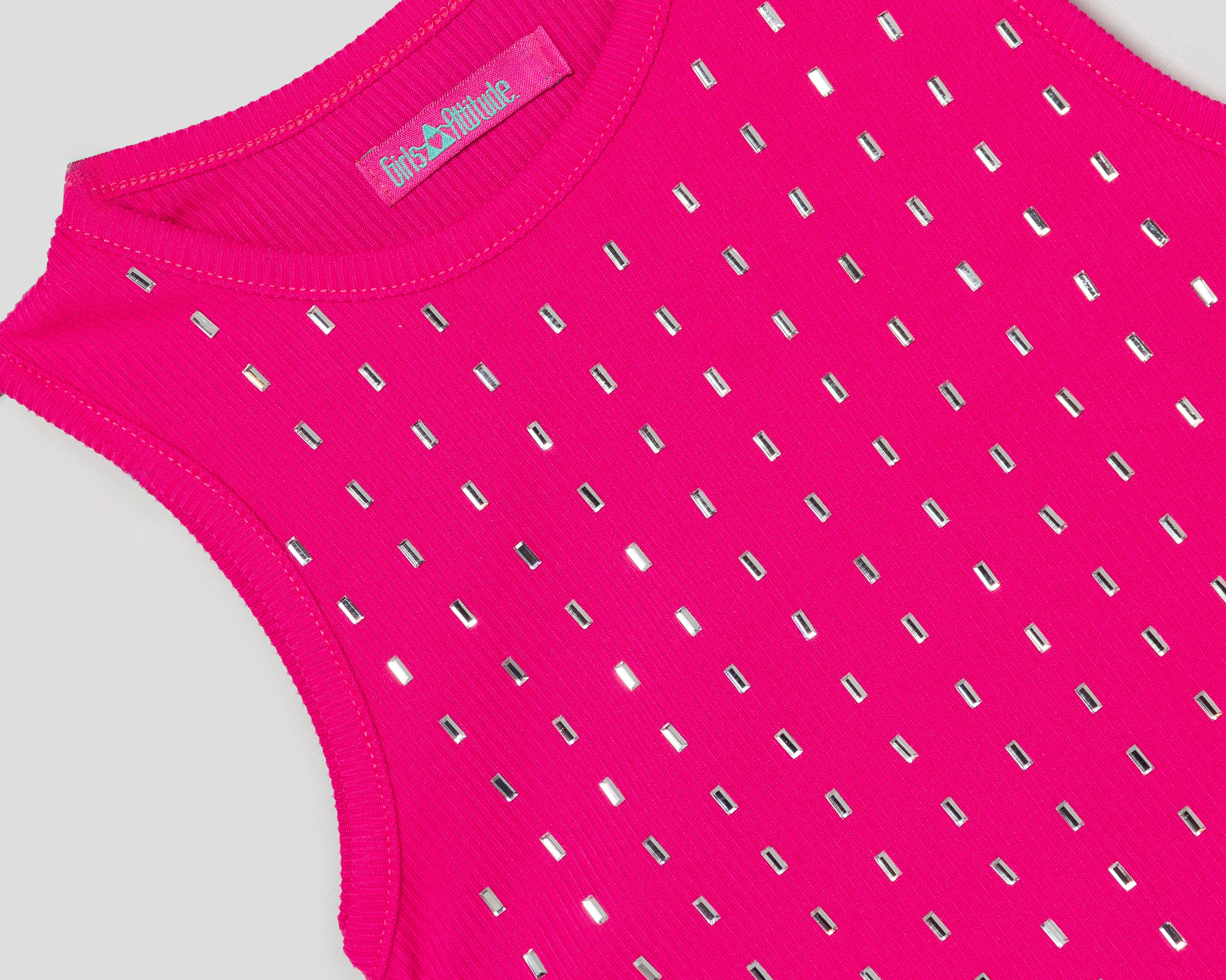 Foto 4 pulgar | Playera de Cuello Redondo Rosa Girls Attitude para Niña