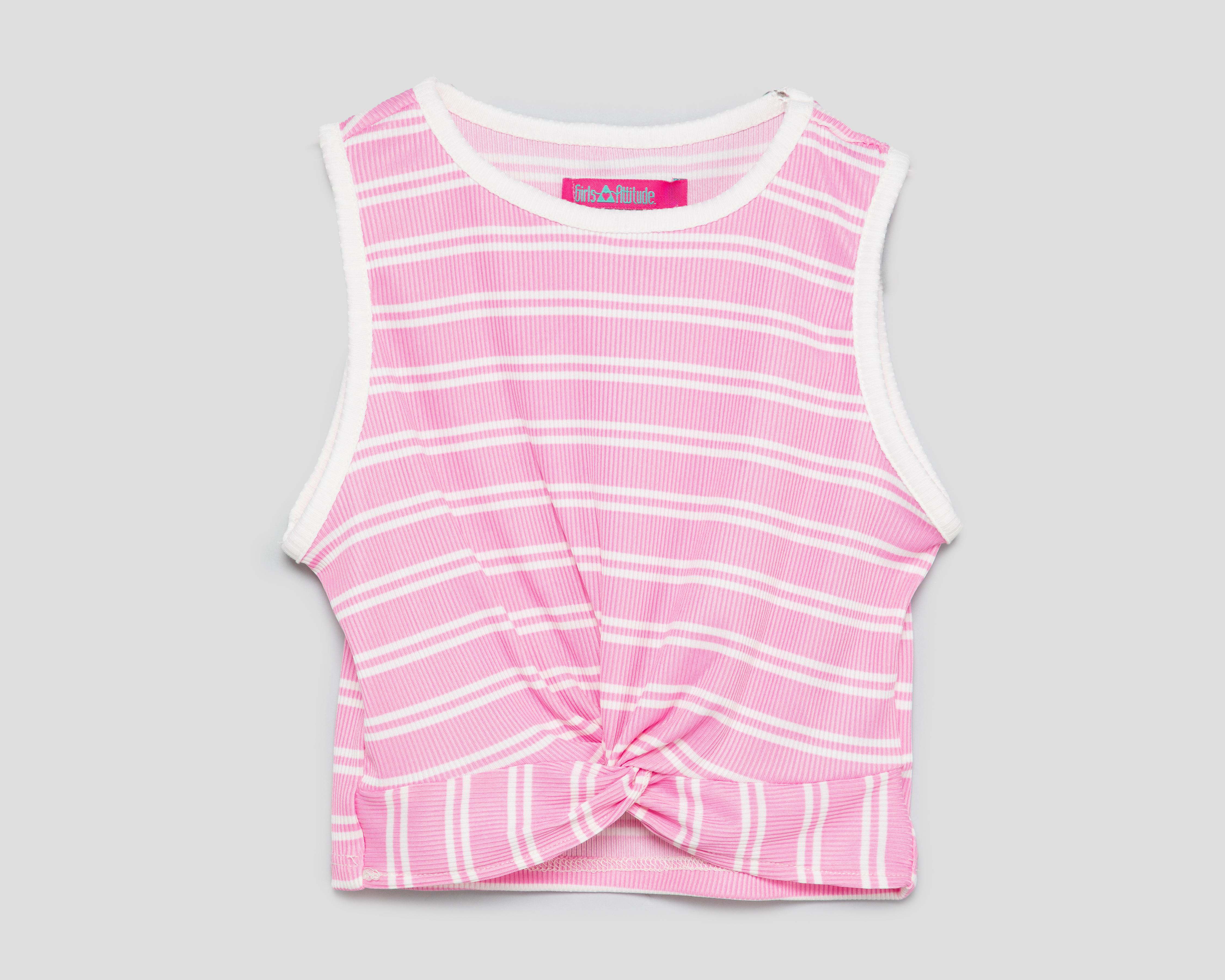 Playera Girls Attitude sin Mangas a Rayas para Niña