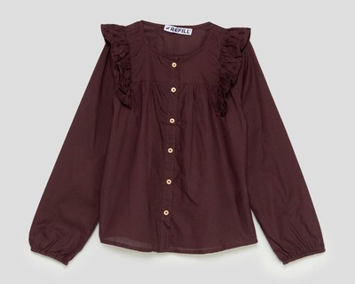 Foto 1 | Blusa de Cuello Redondo Café Refill para Niña