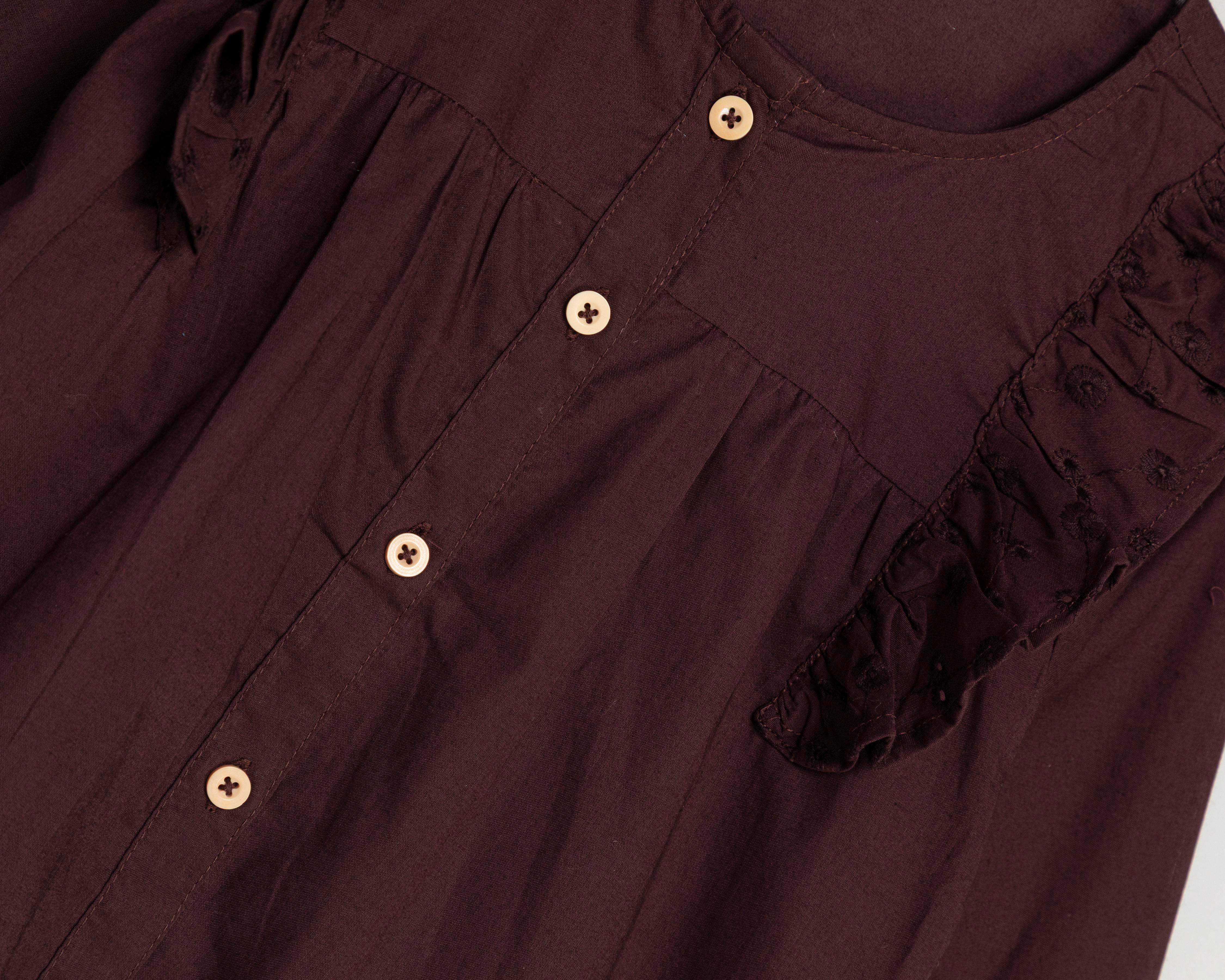 Foto 4 pulgar | Blusa de Cuello Redondo Café Refill para Niña