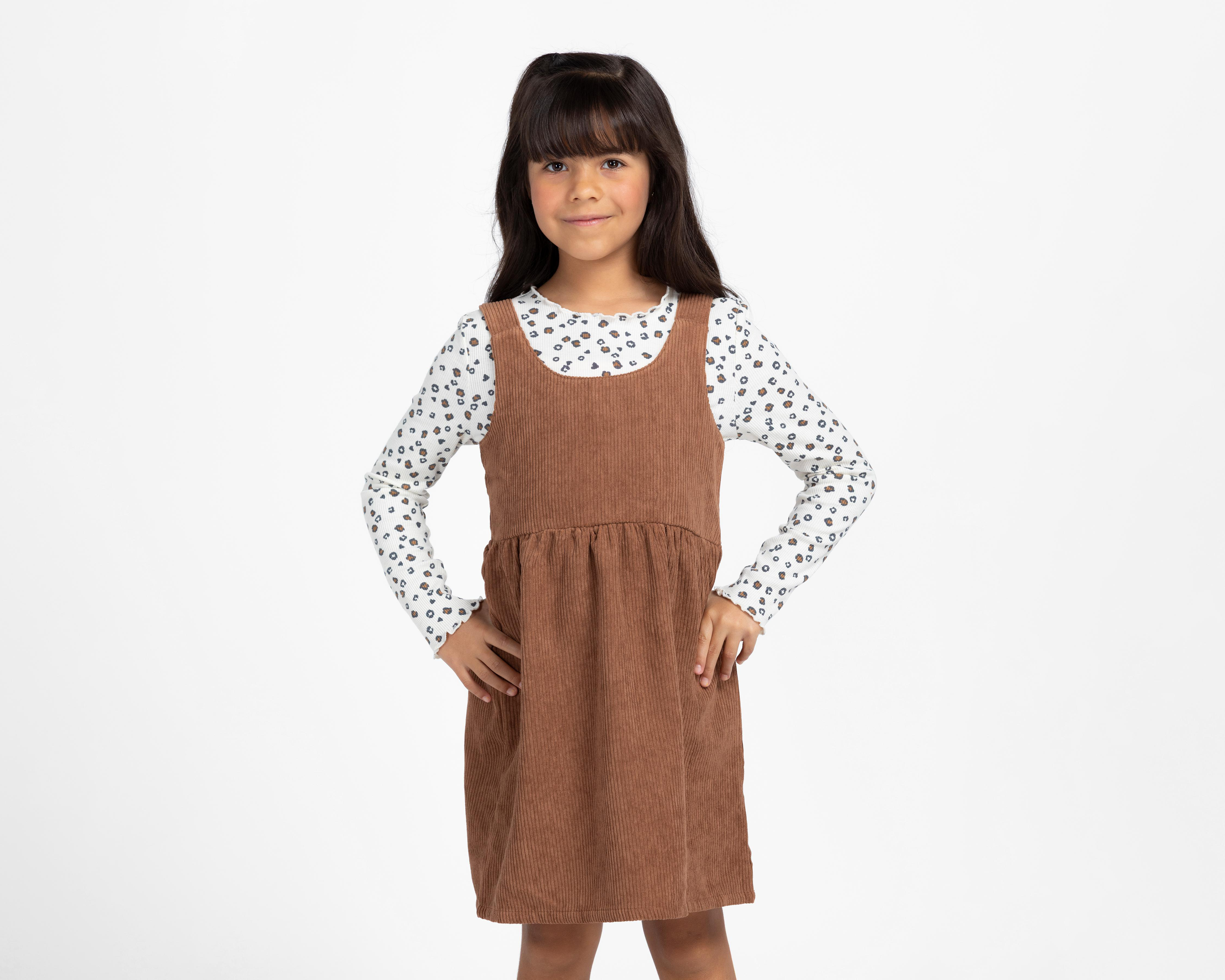 Foto 5 pulgar | Vestido Café Girls Attitude para Niña con Playera