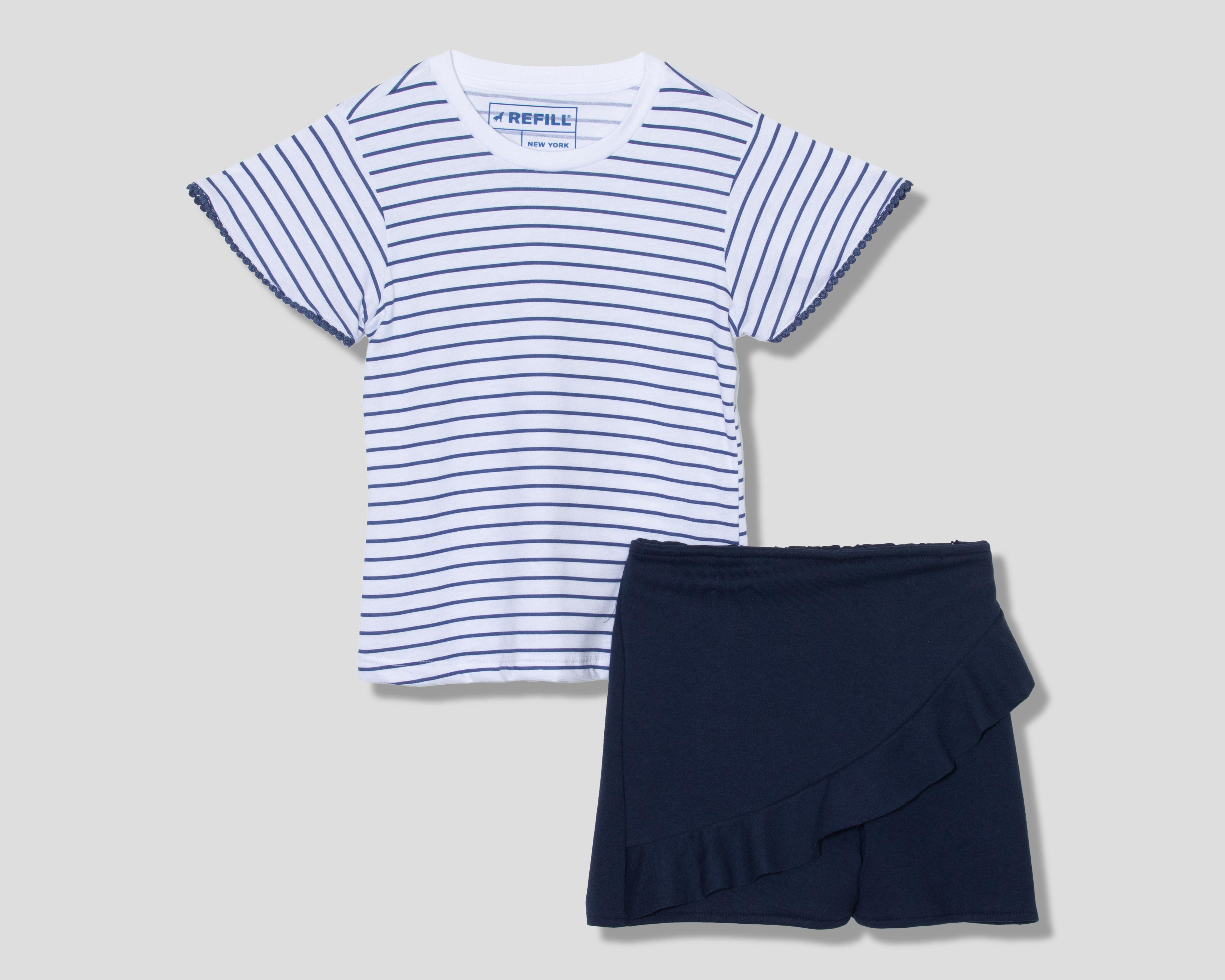 Foto 2 pulgar | Playera y Short Falda Refill para Niña