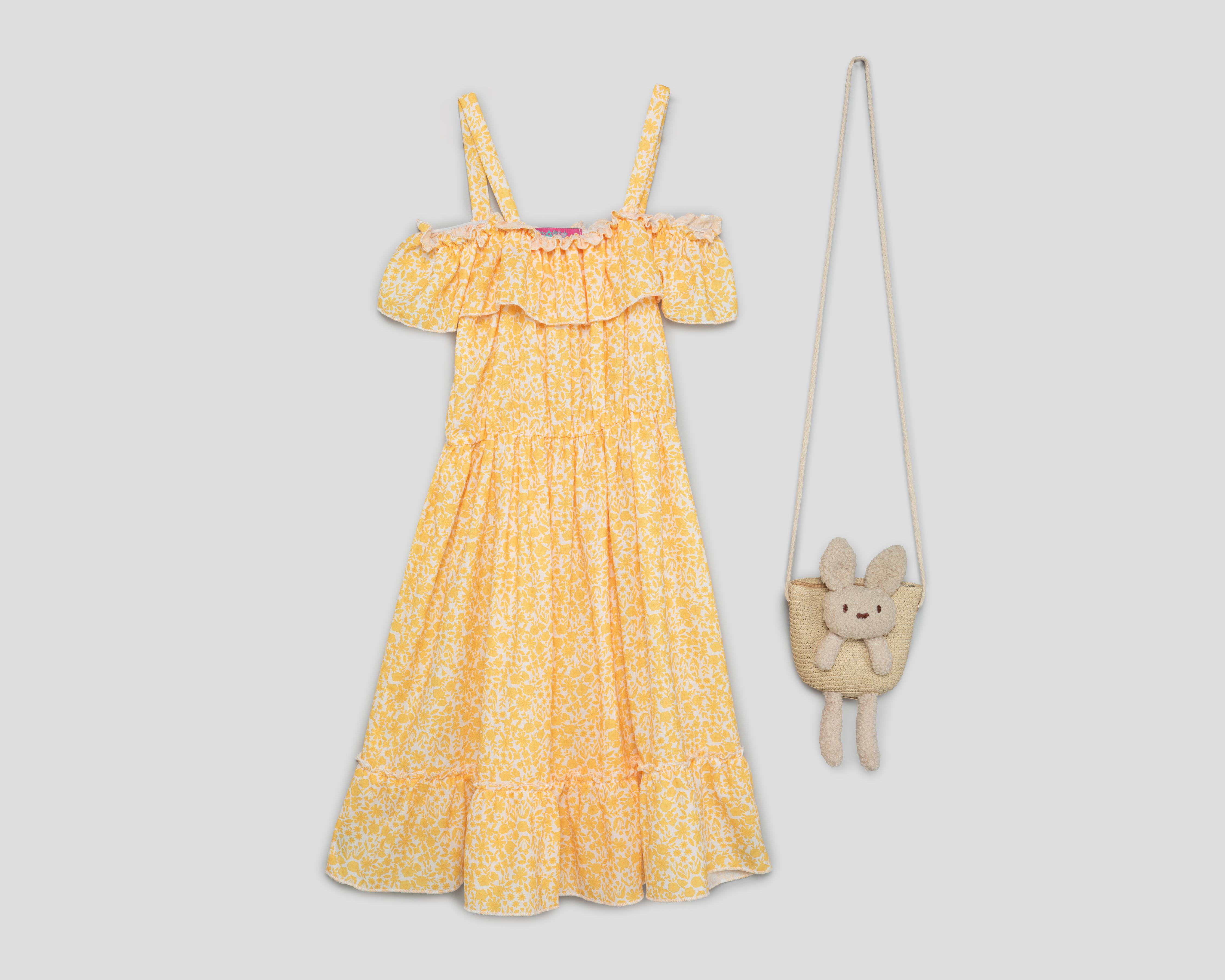 Foto 1 | Vestido Amarillo Girls Attitude para Niña con Bolsa de Oso