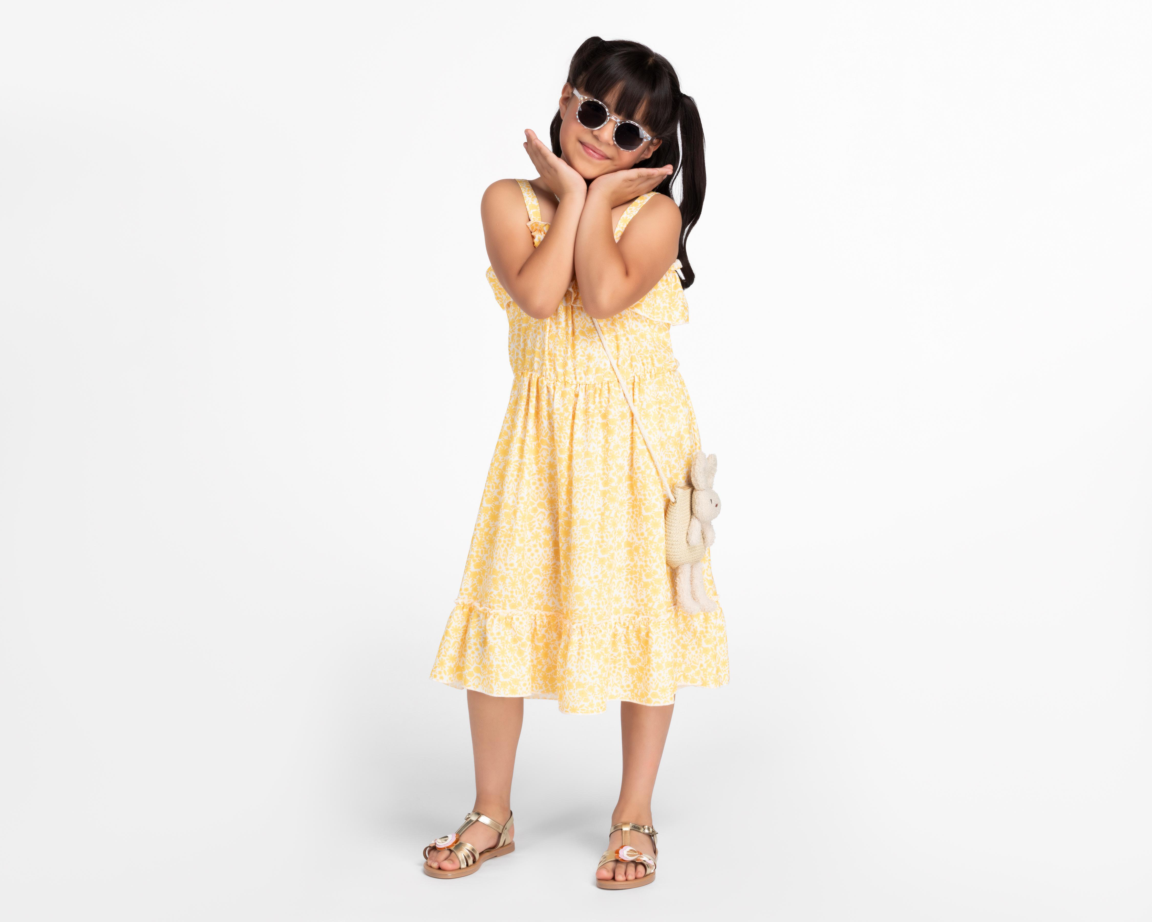 Foto 4 pulgar | Vestido Amarillo Girls Attitude para Niña con Bolsa de Oso