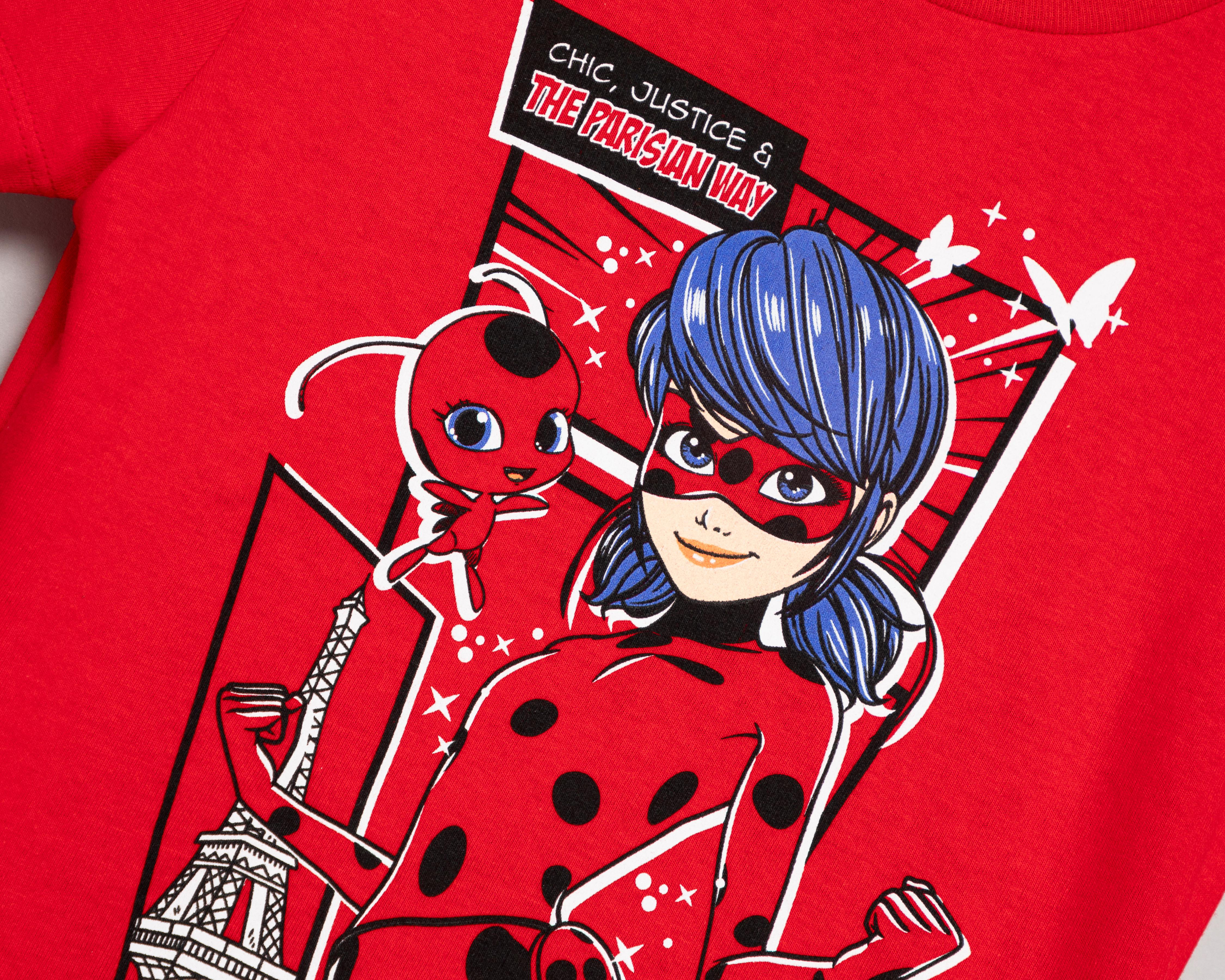 Foto 4 pulgar | Playera de Cuello Redondo Roja Ladybug para Niña