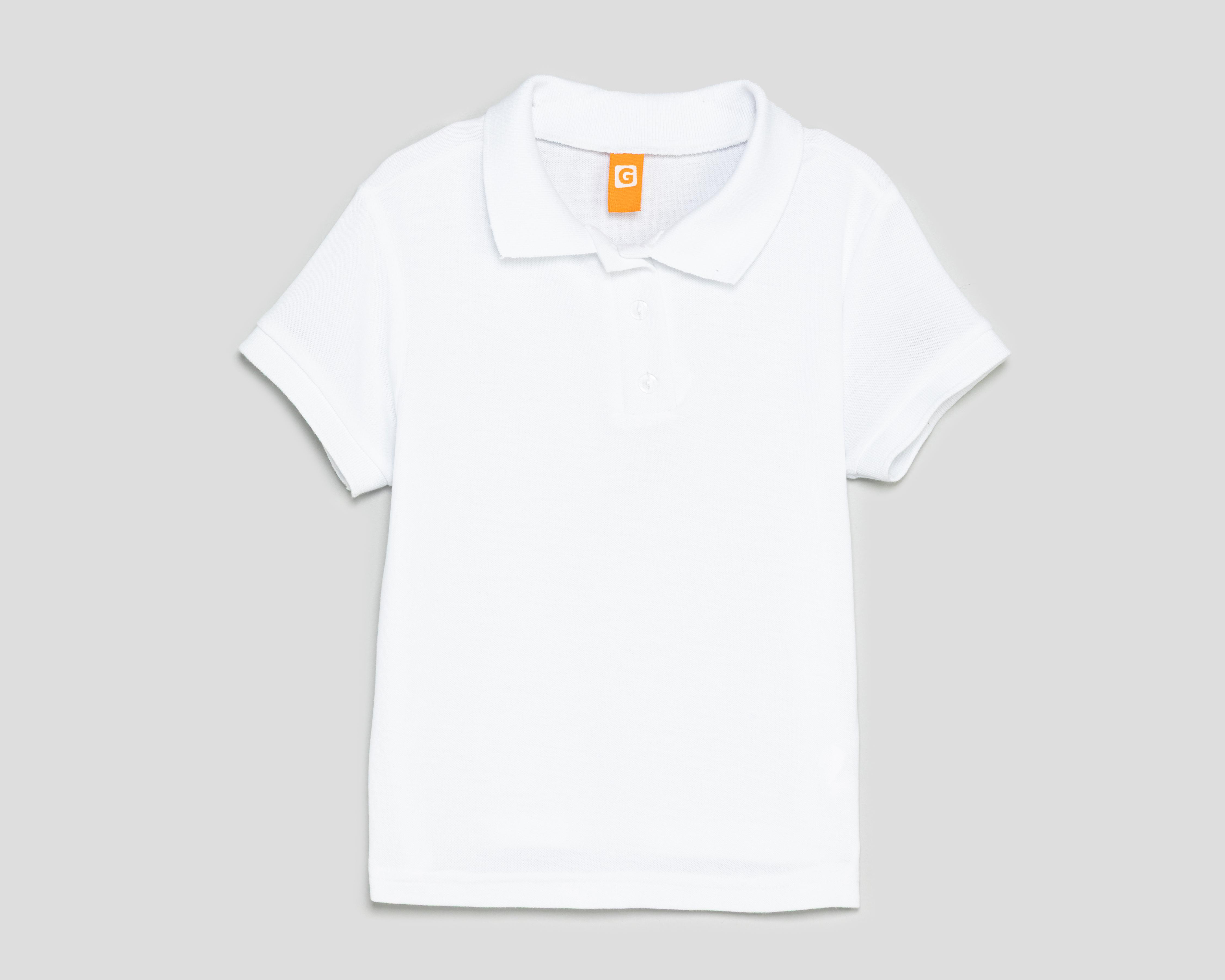 Foto 2 pulgar | Playera Polo Grafito Blanca para Niña