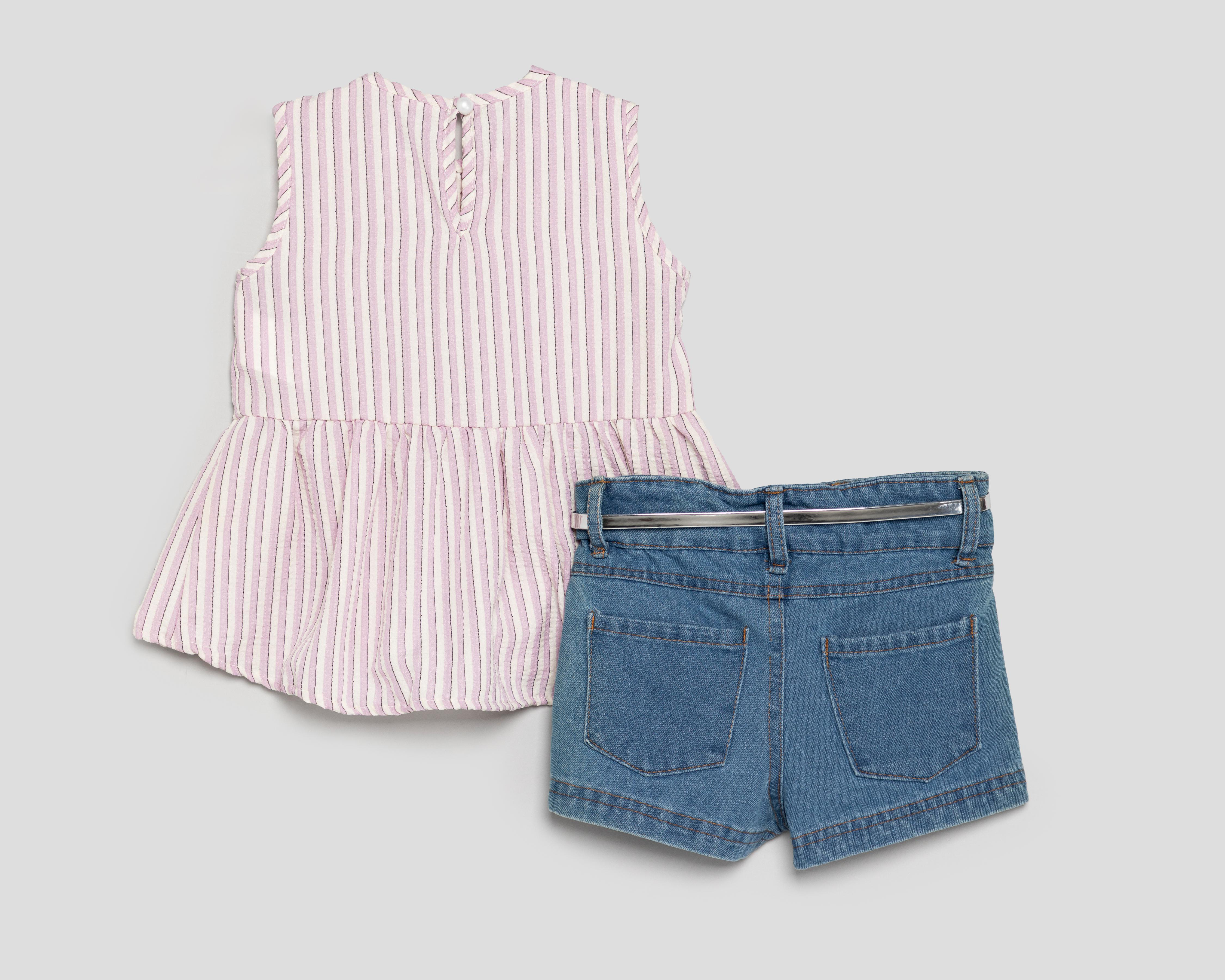Foto 2 | Blusa y Short con Cinturón Telitas para Niña