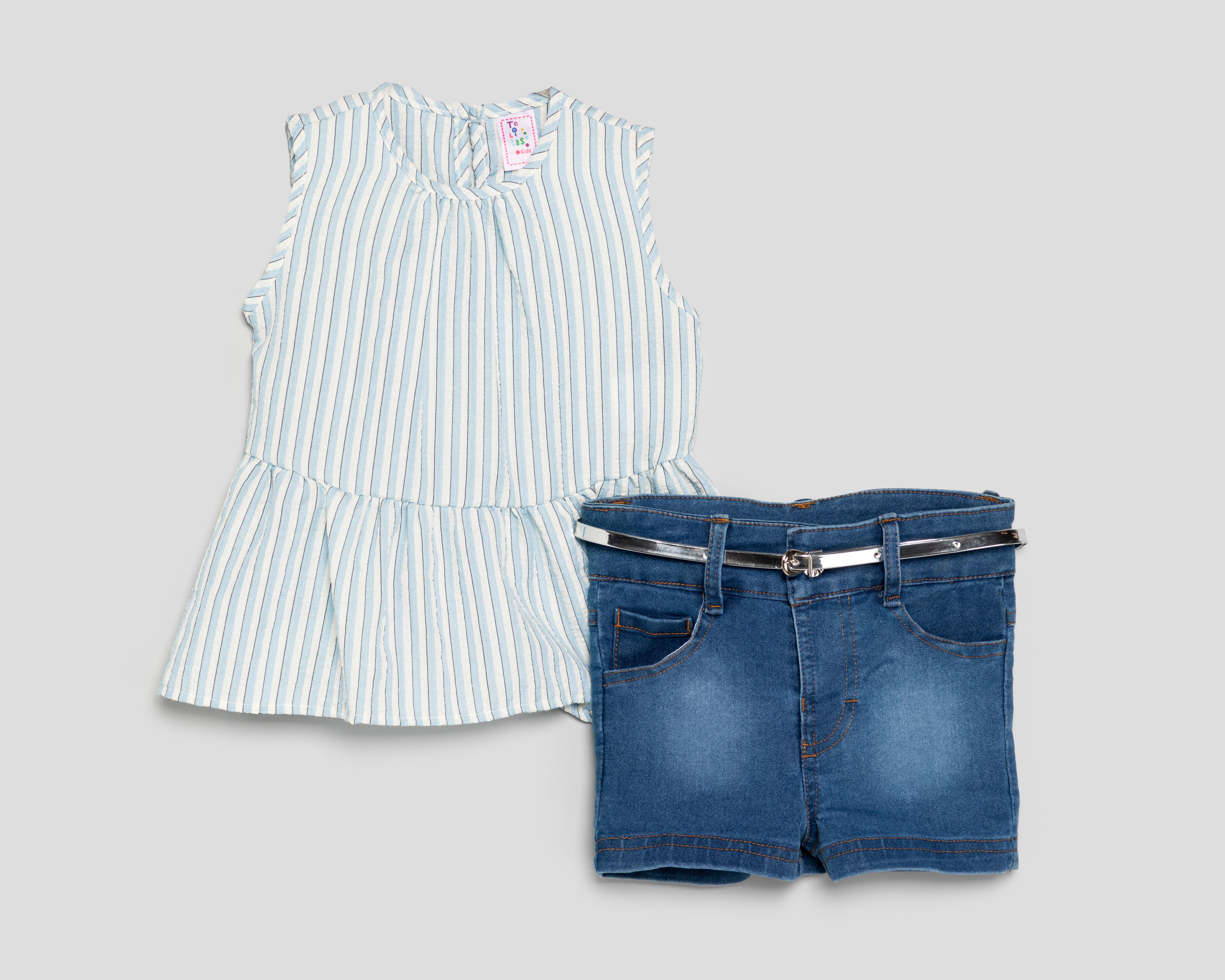 Foto 1 | Blusa y Short con Cinturón Telitas para Niña