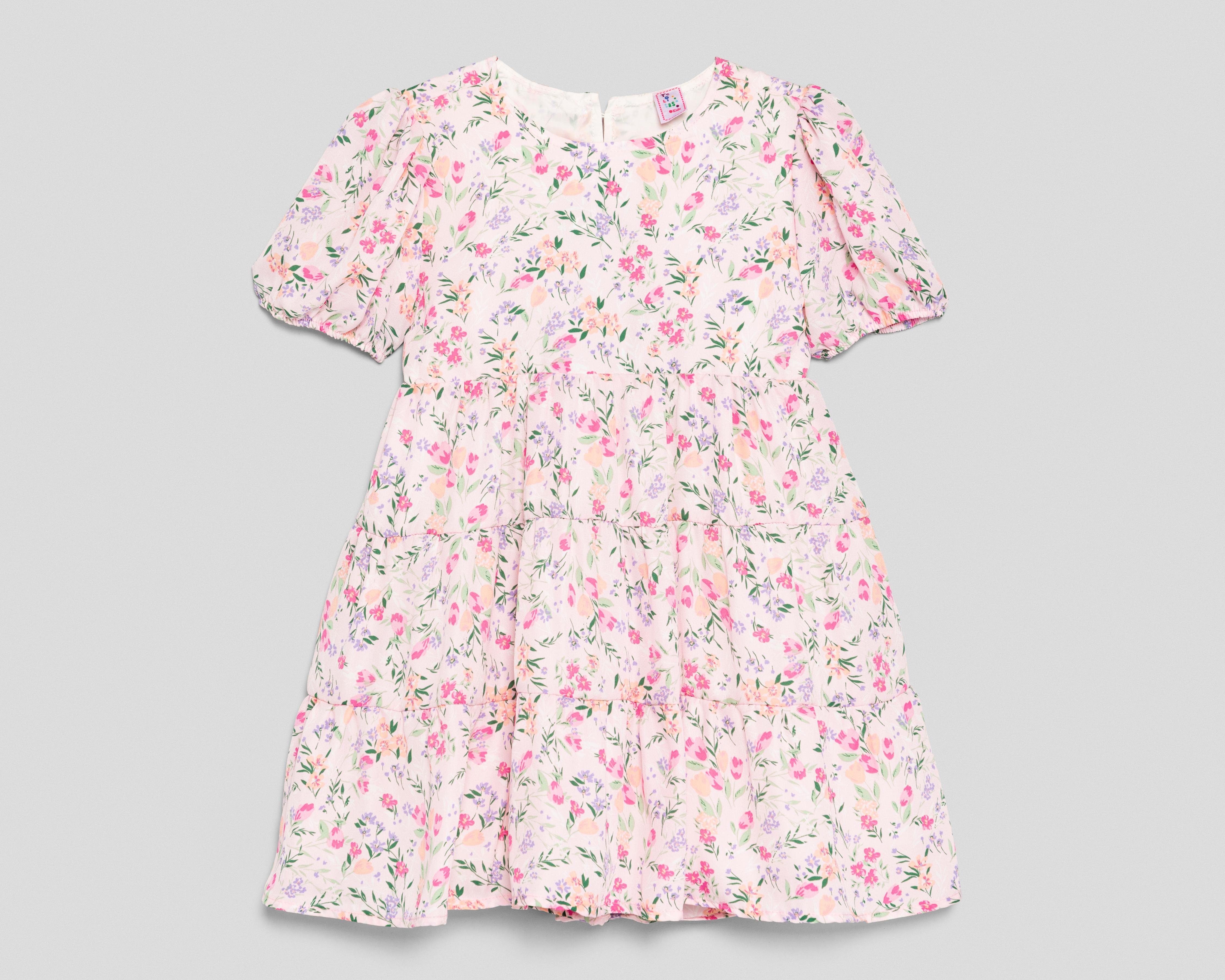 Foto 2 pulgar | Vestido Rosa Telitas para Niña