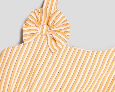 Foto 3 | Vestido Anaranjado Telitas para Niña con Bolsa