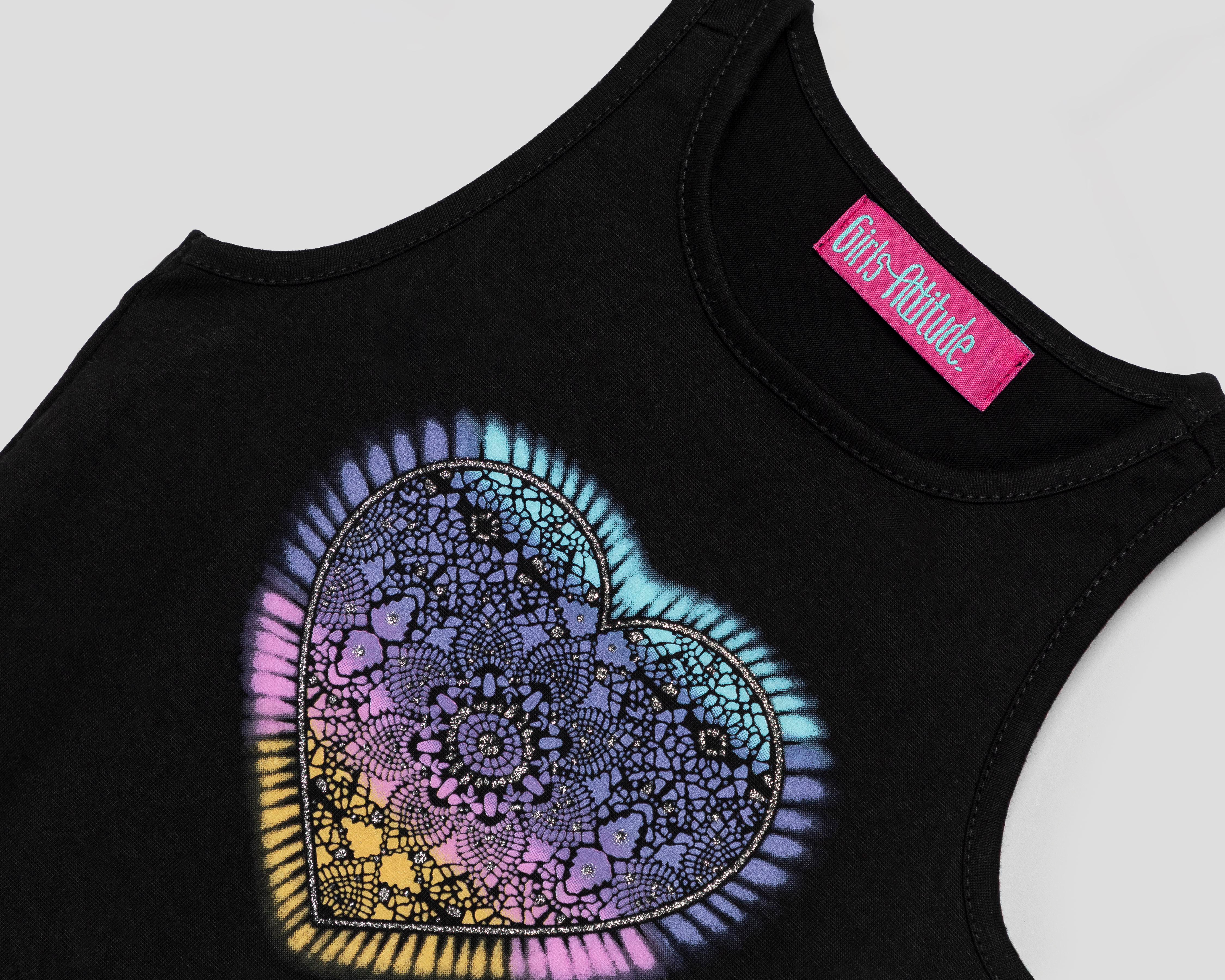 Foto 4 pulgar | Playera de Cuello Redondo Negra Girls Attitude para Niña