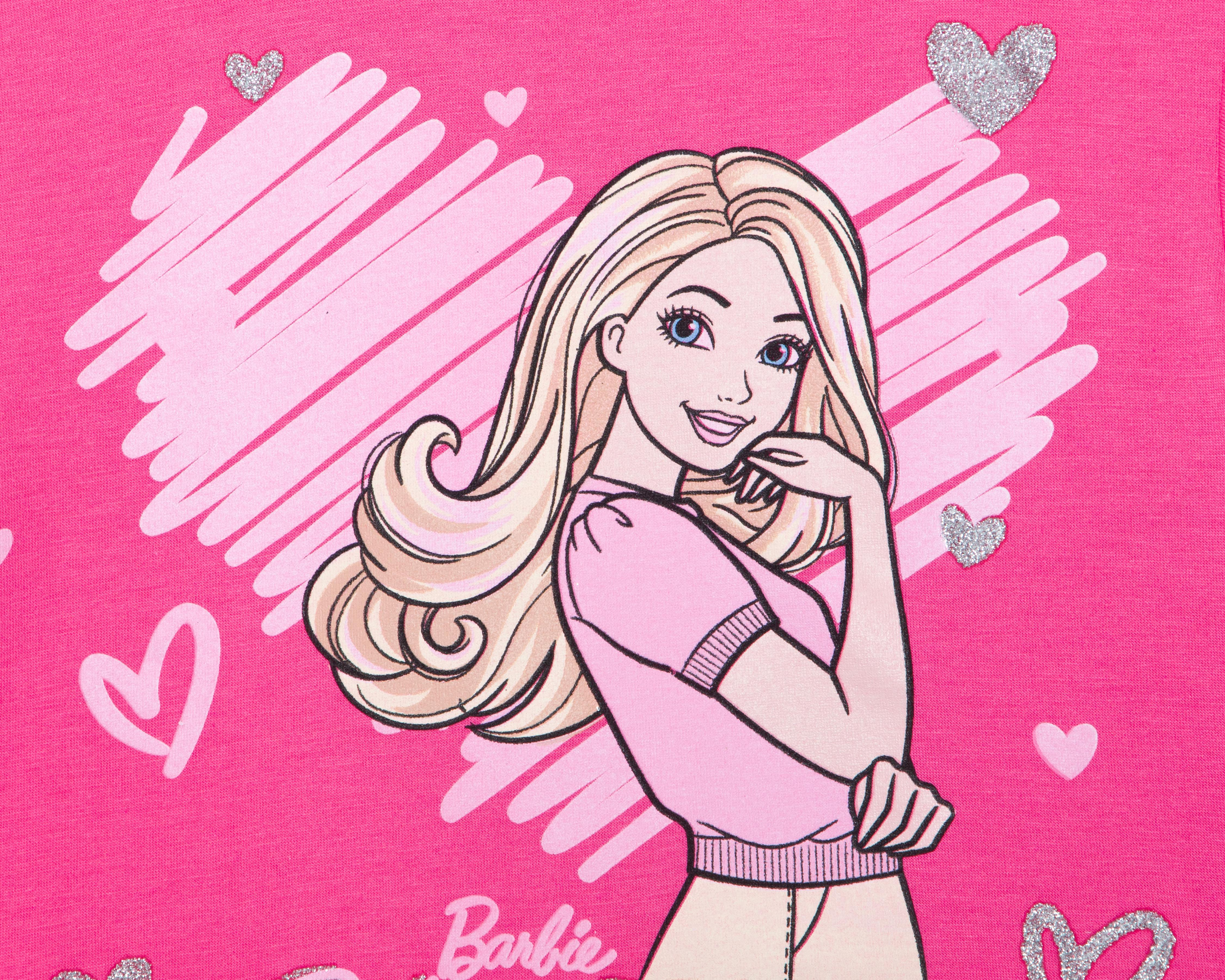 Foto 4 pulgar | Playera de Cuello Redondo Rosa Barbie para Niña
