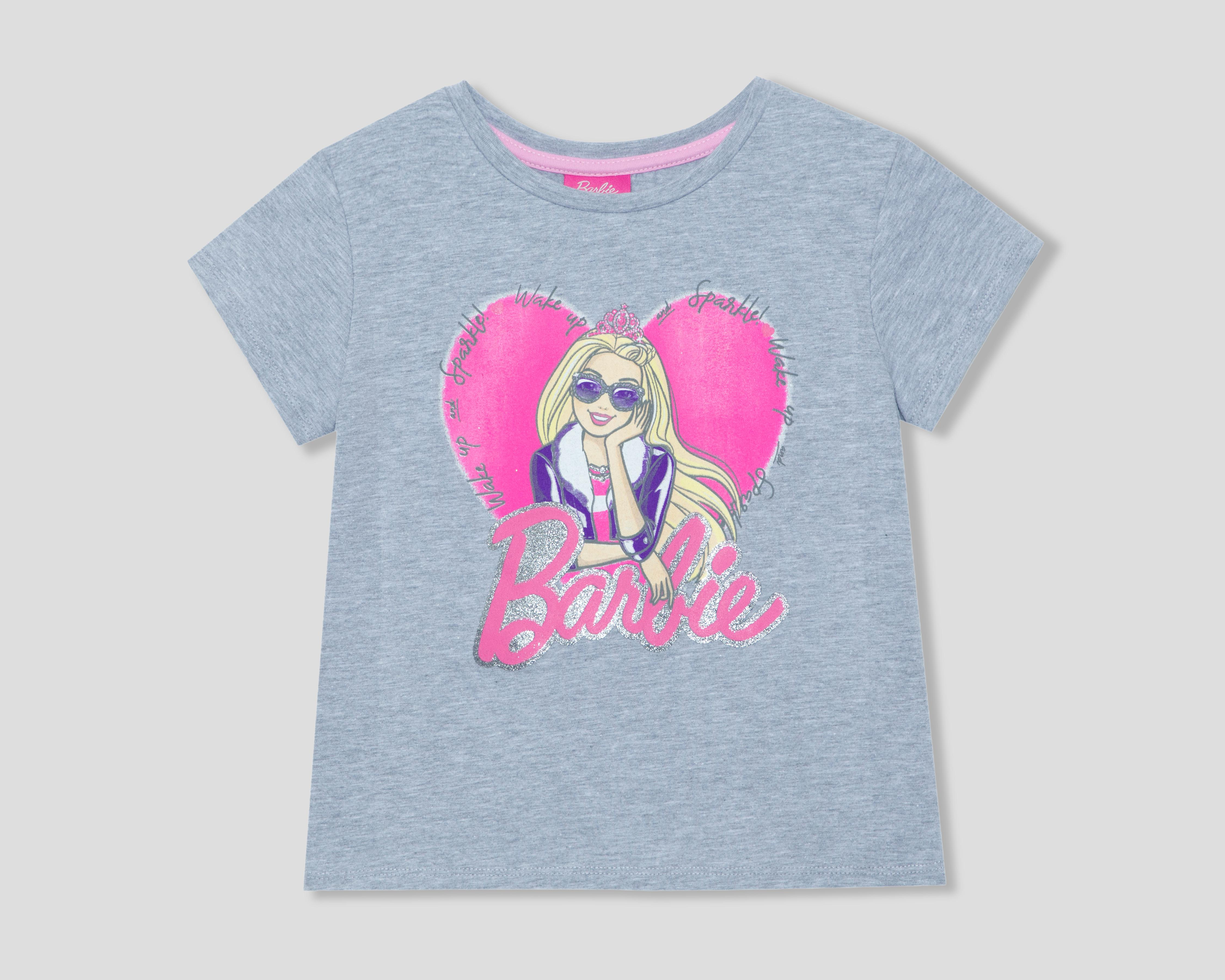 Foto 2 pulgar | Playera de Cuello Redondo Gris Barbie para Niña