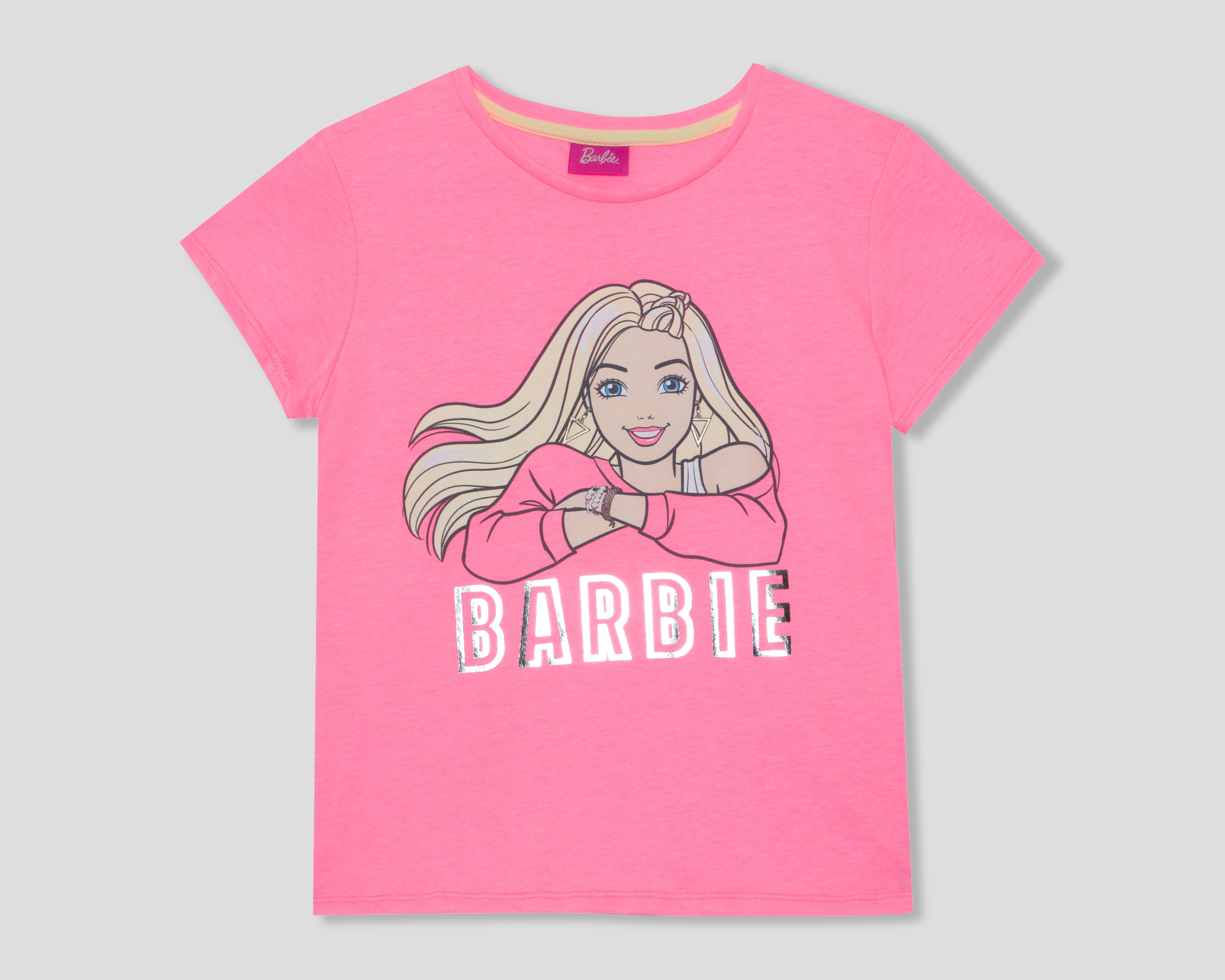 Foto 2 pulgar | Playera de Cuello Redondo Rosa Barbie para Niña
