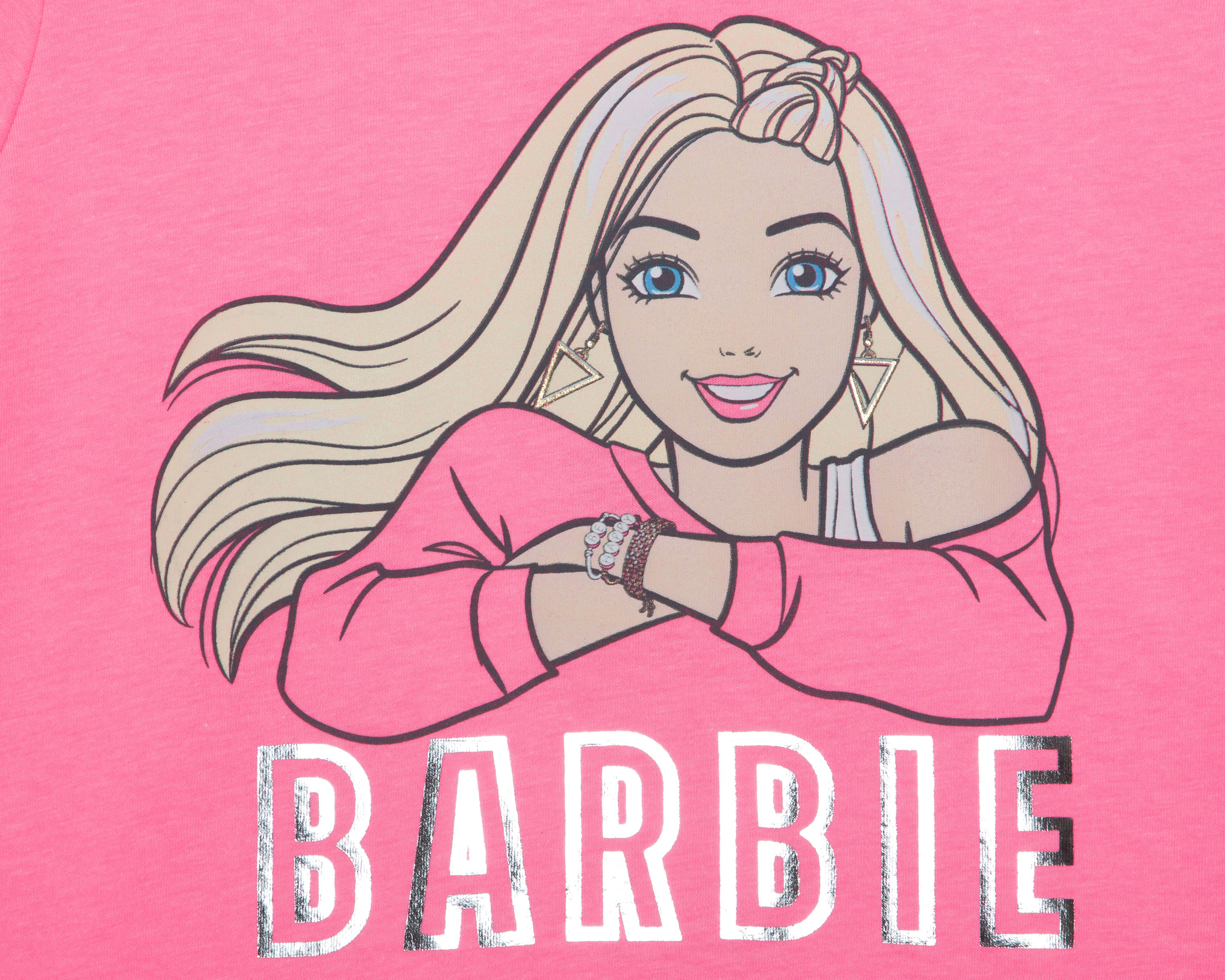 Foto 4 pulgar | Playera de Cuello Redondo Rosa Barbie para Niña