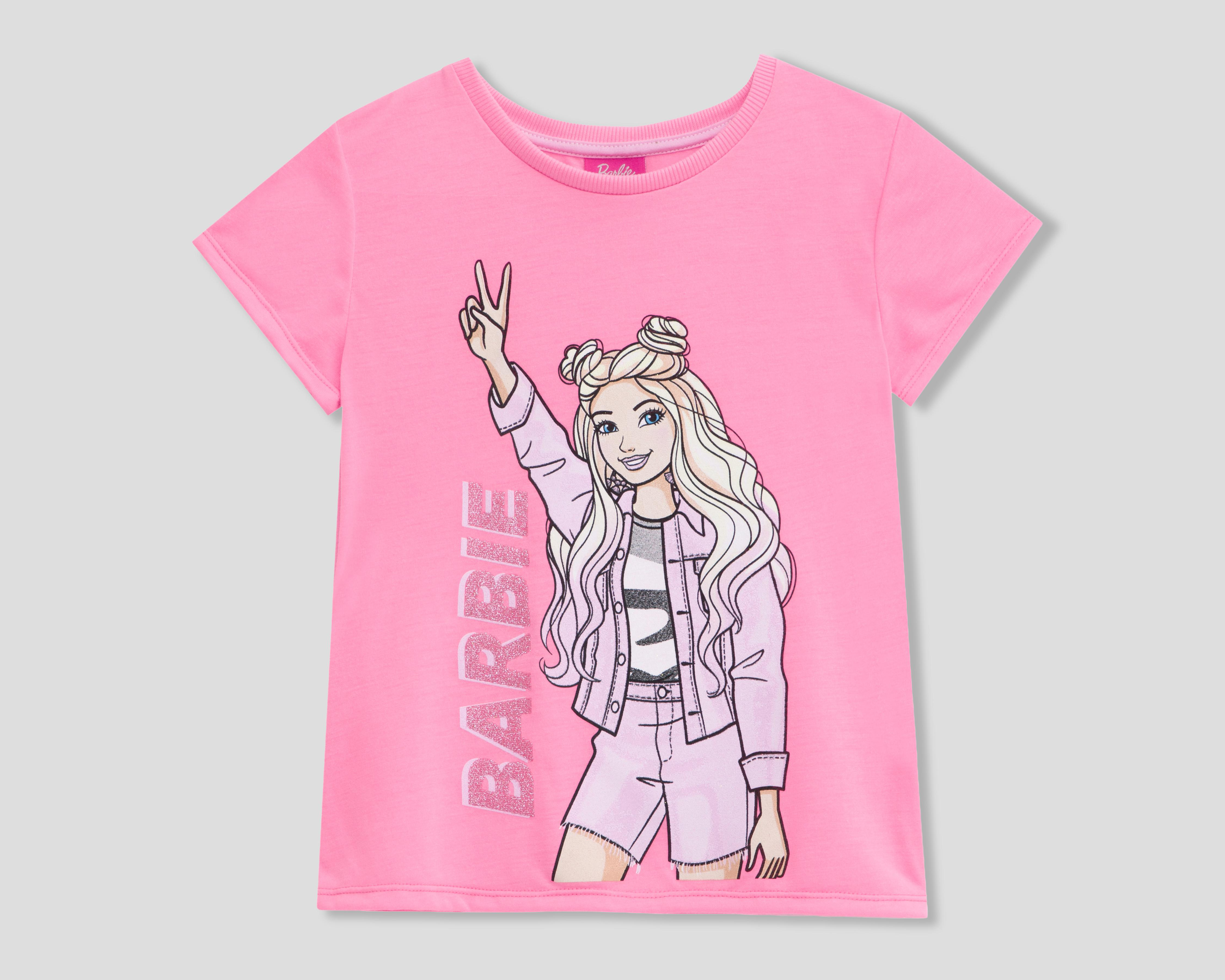 Playera de Cuello Redondo Rosa Barbie para Niña