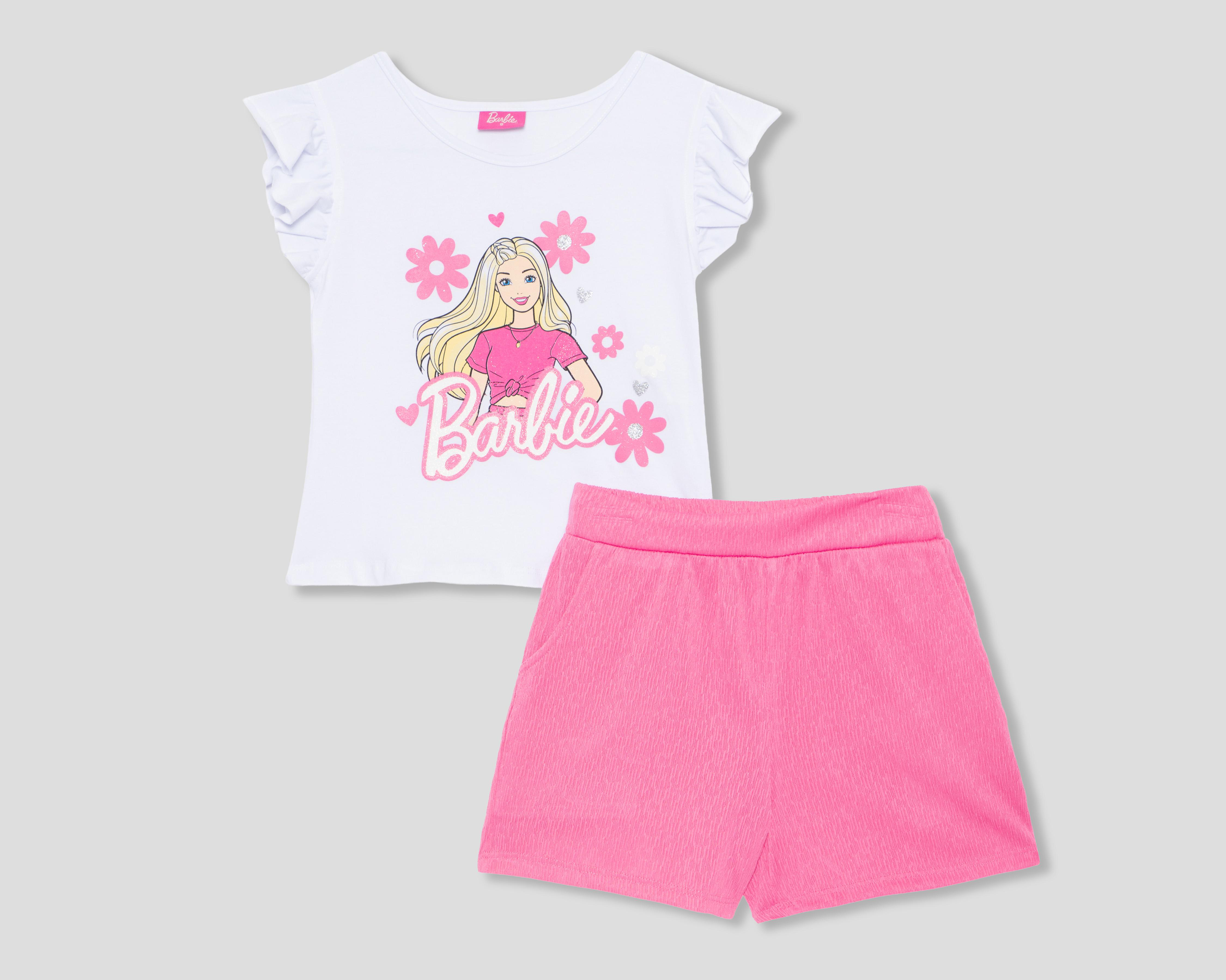 Foto 2 pulgar | Playera y Short Barbie para Niña