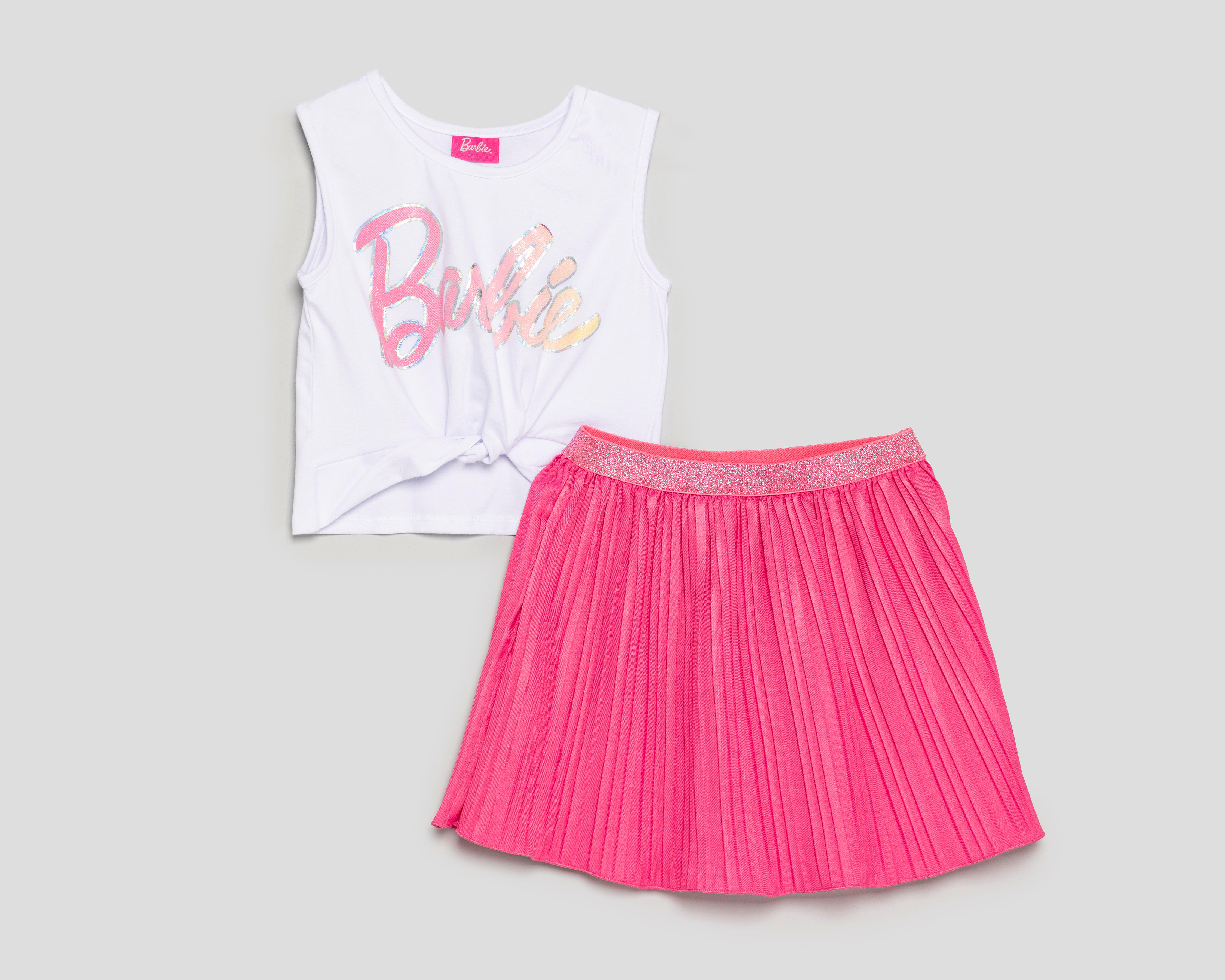 Foto 2 pulgar | Playera y Falda Barbie para Niña