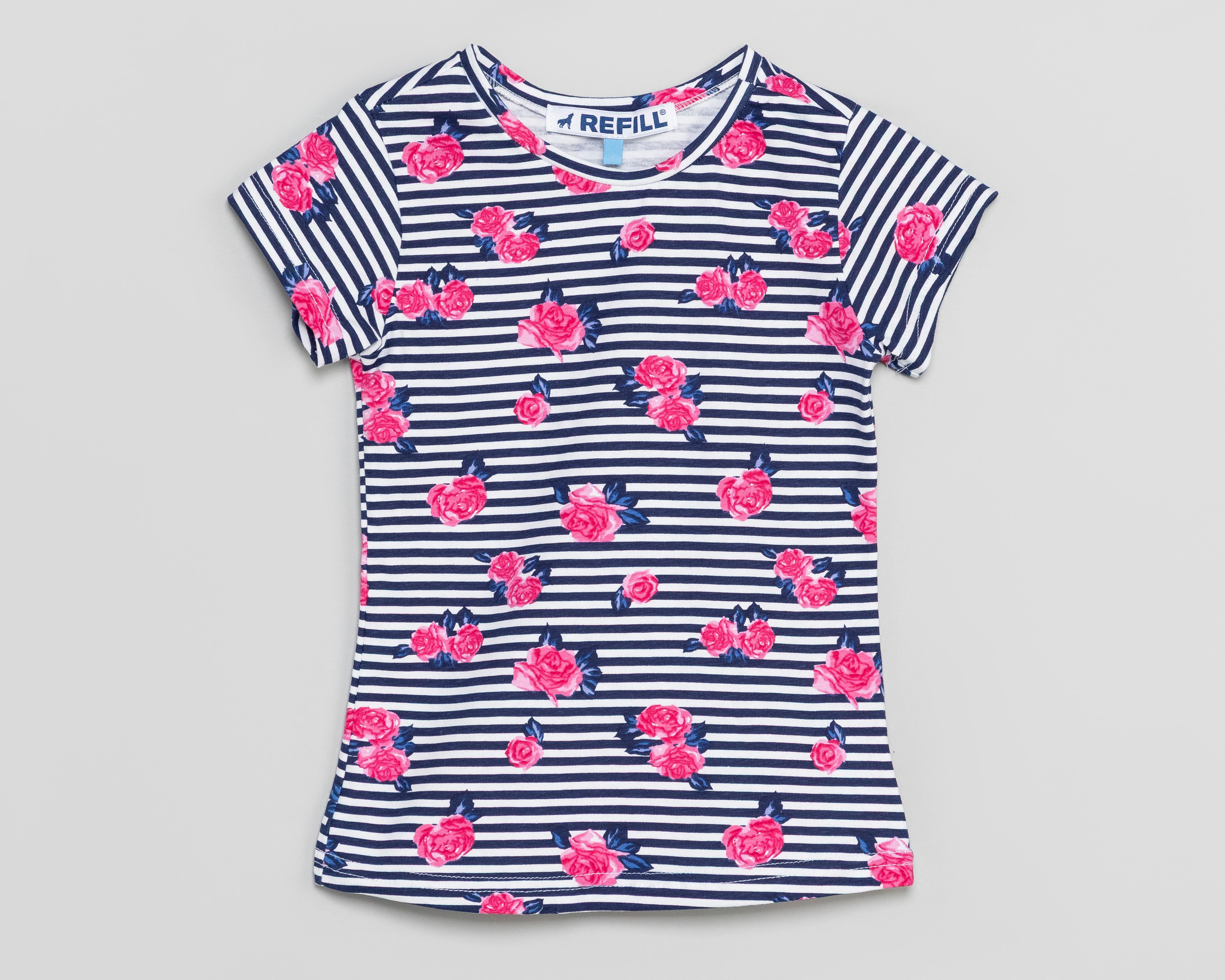 Foto 2 pulgar | Playera de Cuello Redondo Azul Refill para Niña
