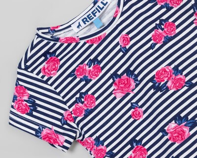 Foto 3 | Playera de Cuello Redondo Azul Refill para Niña
