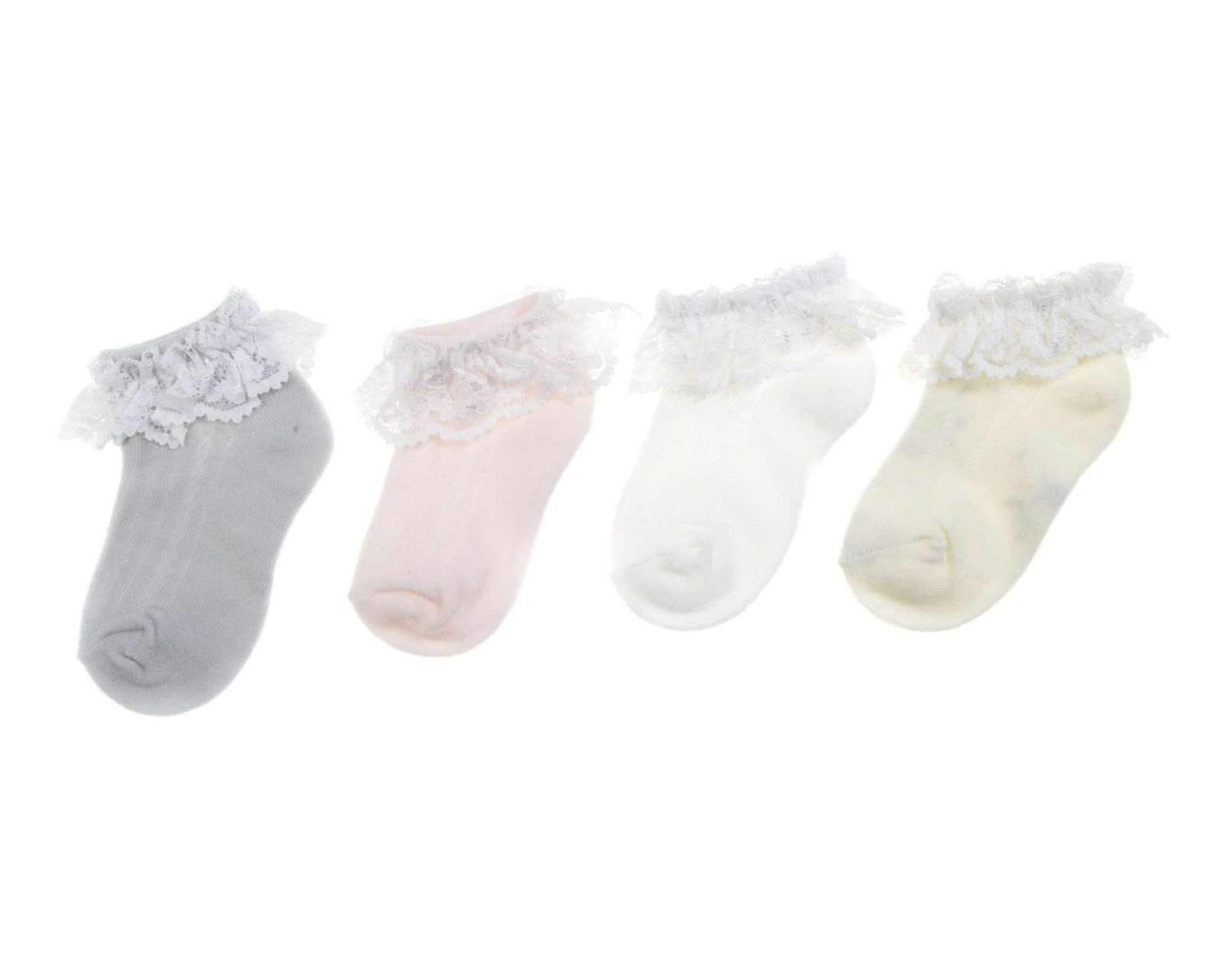 Calcetas Baby Colors con Encaje para Bebé Niña 4 Pares