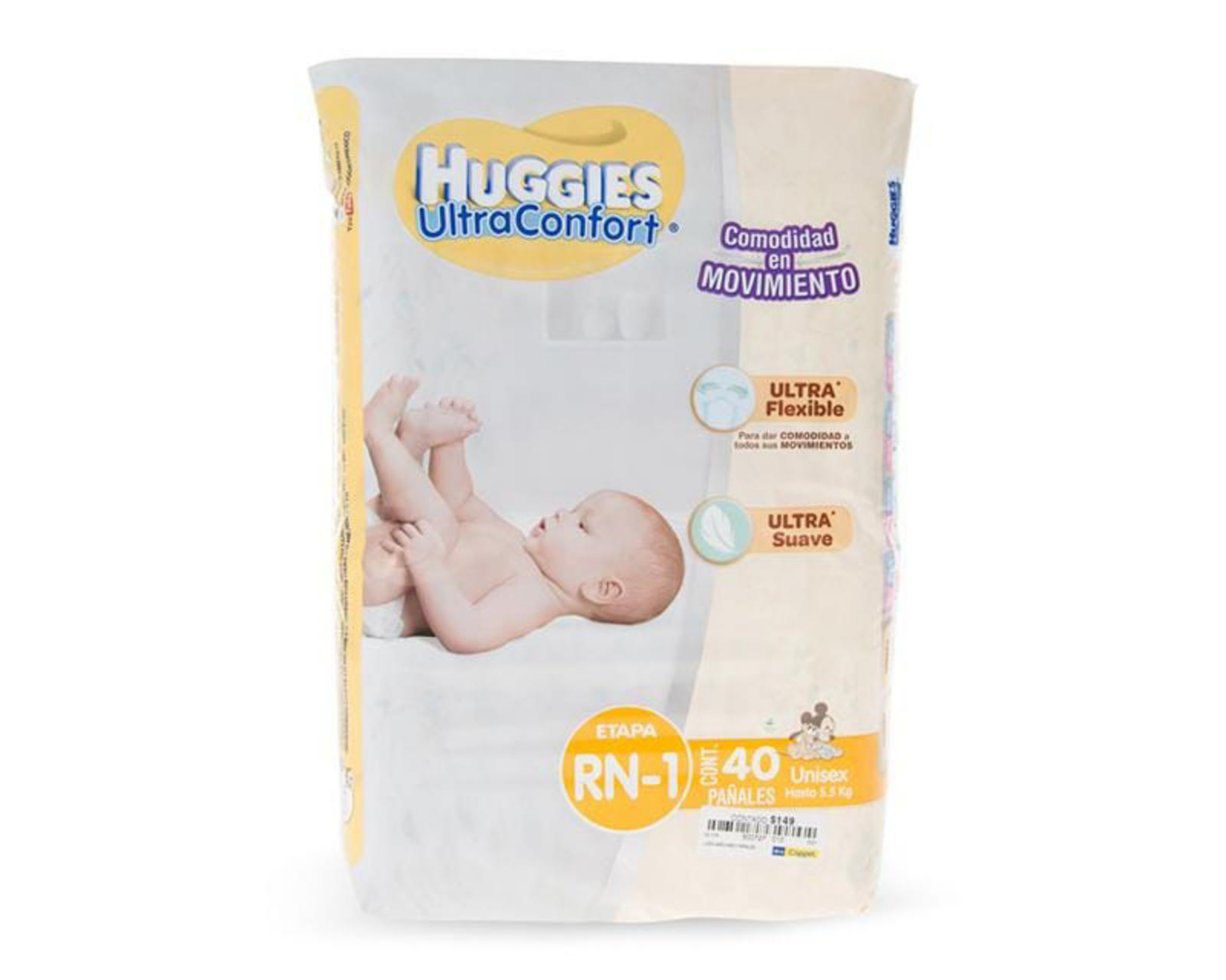 Foto 3 pulgar | Pañales marca Huggies UltraConfort para Recién Nacido