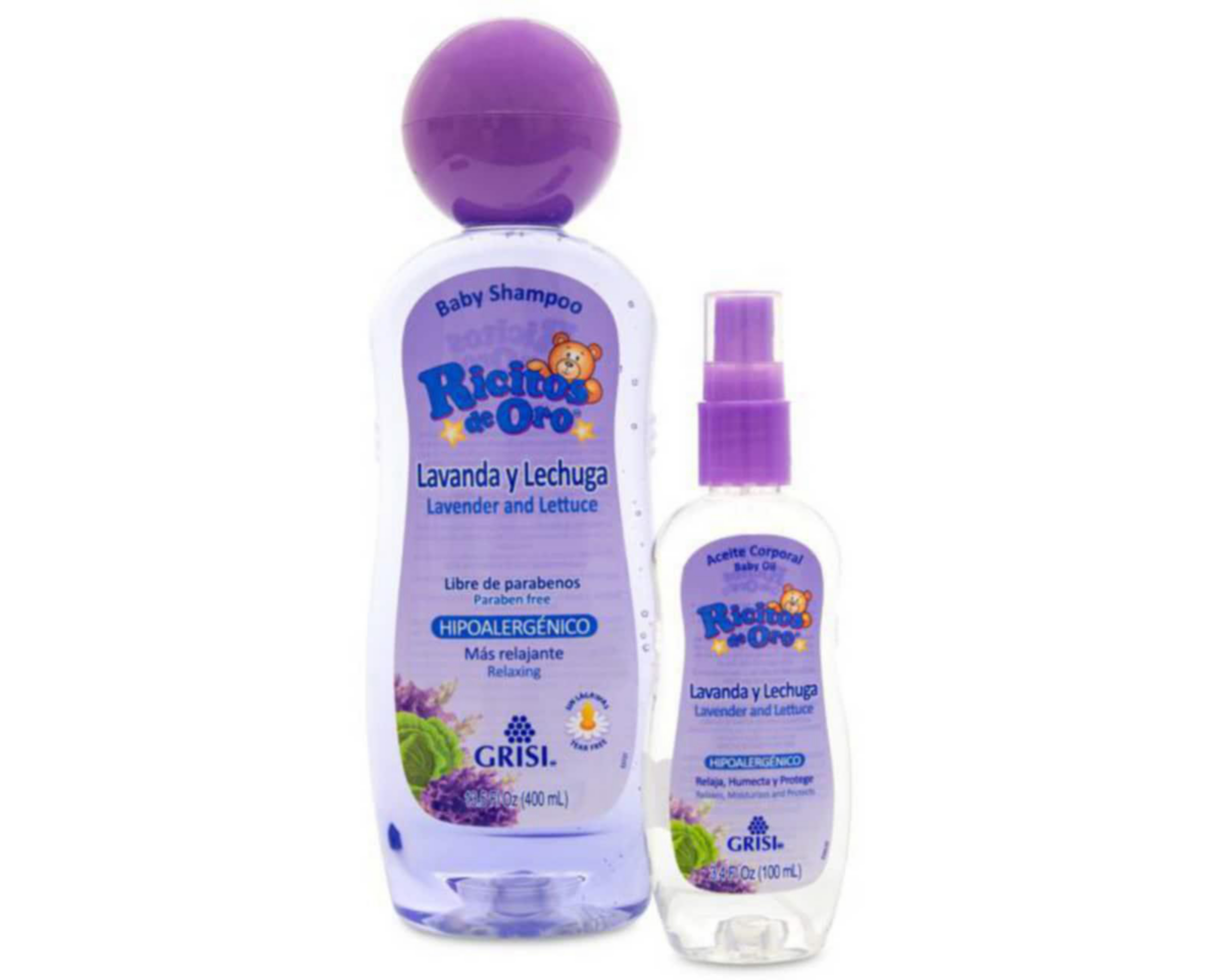 Foto 2 pulgar | Set de Shampoo y Aceite de Lavanda y Lechuga marca Ricitos de Oro para Bebé 400 ml + 100 ml