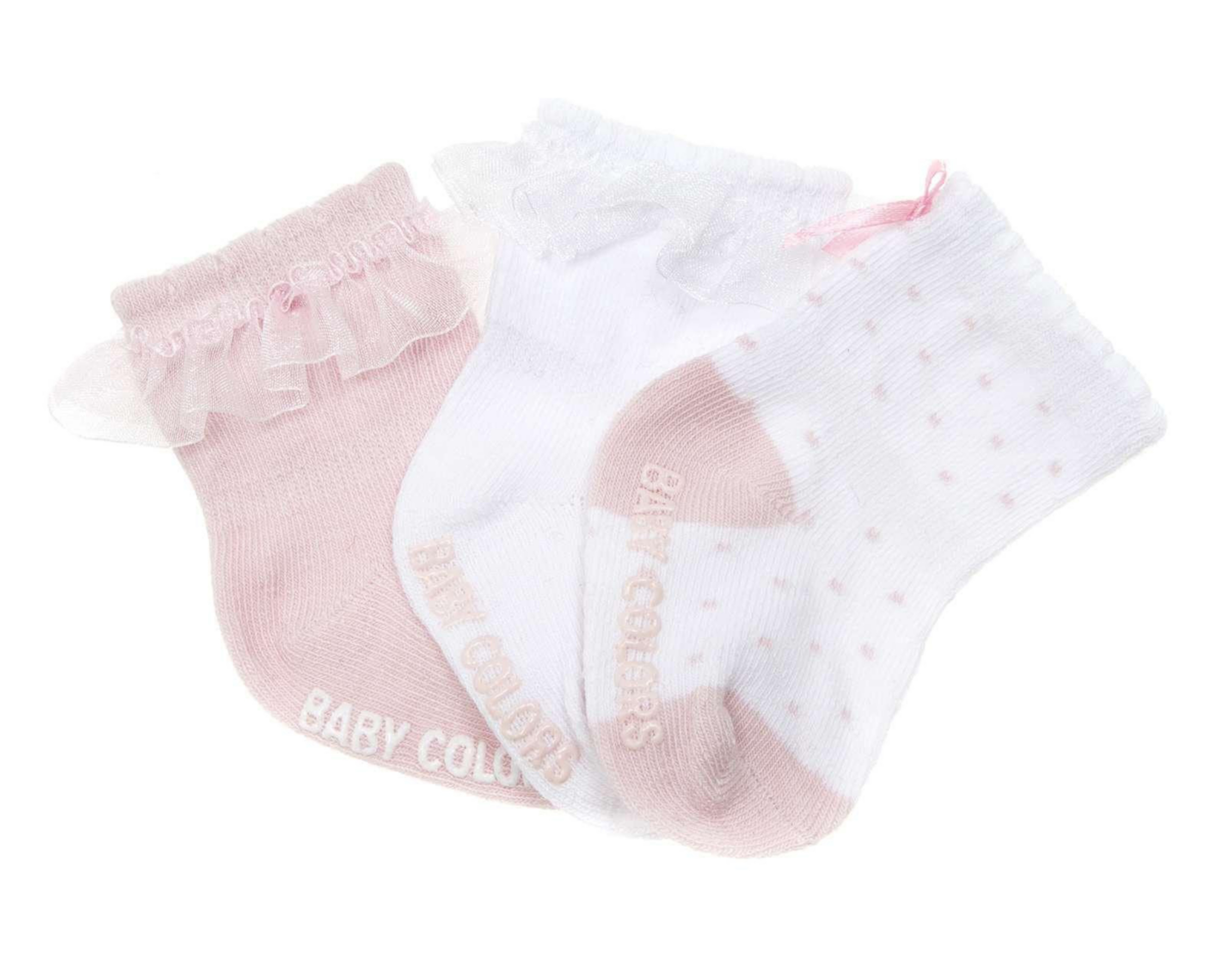 Calcetas Baby Colors con Olán para Bebé Niña 3 Pares $79