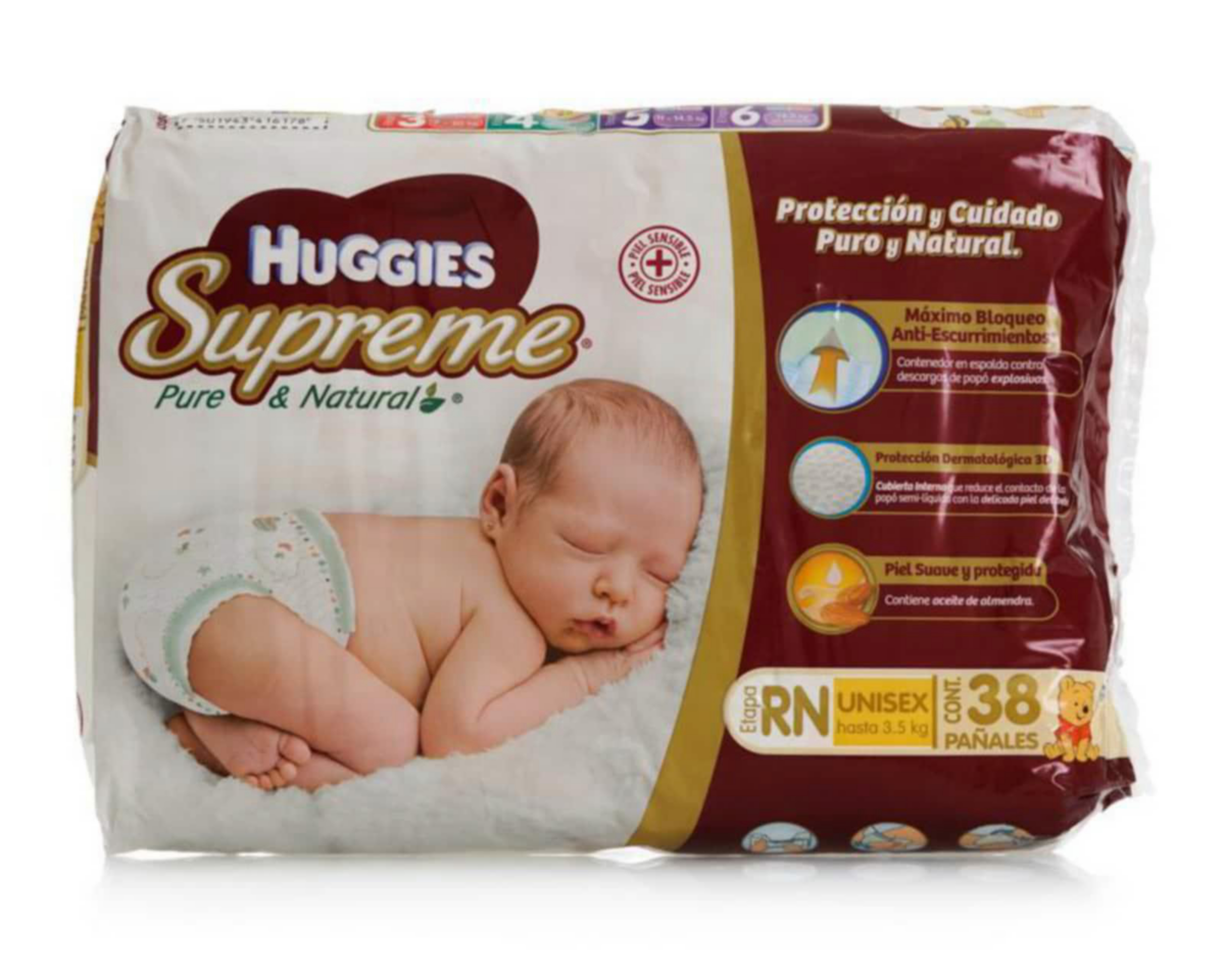 Foto 2 pulgar | Pañales Pure & Natural Etapa RN marca Huggies Supreme para Bebé