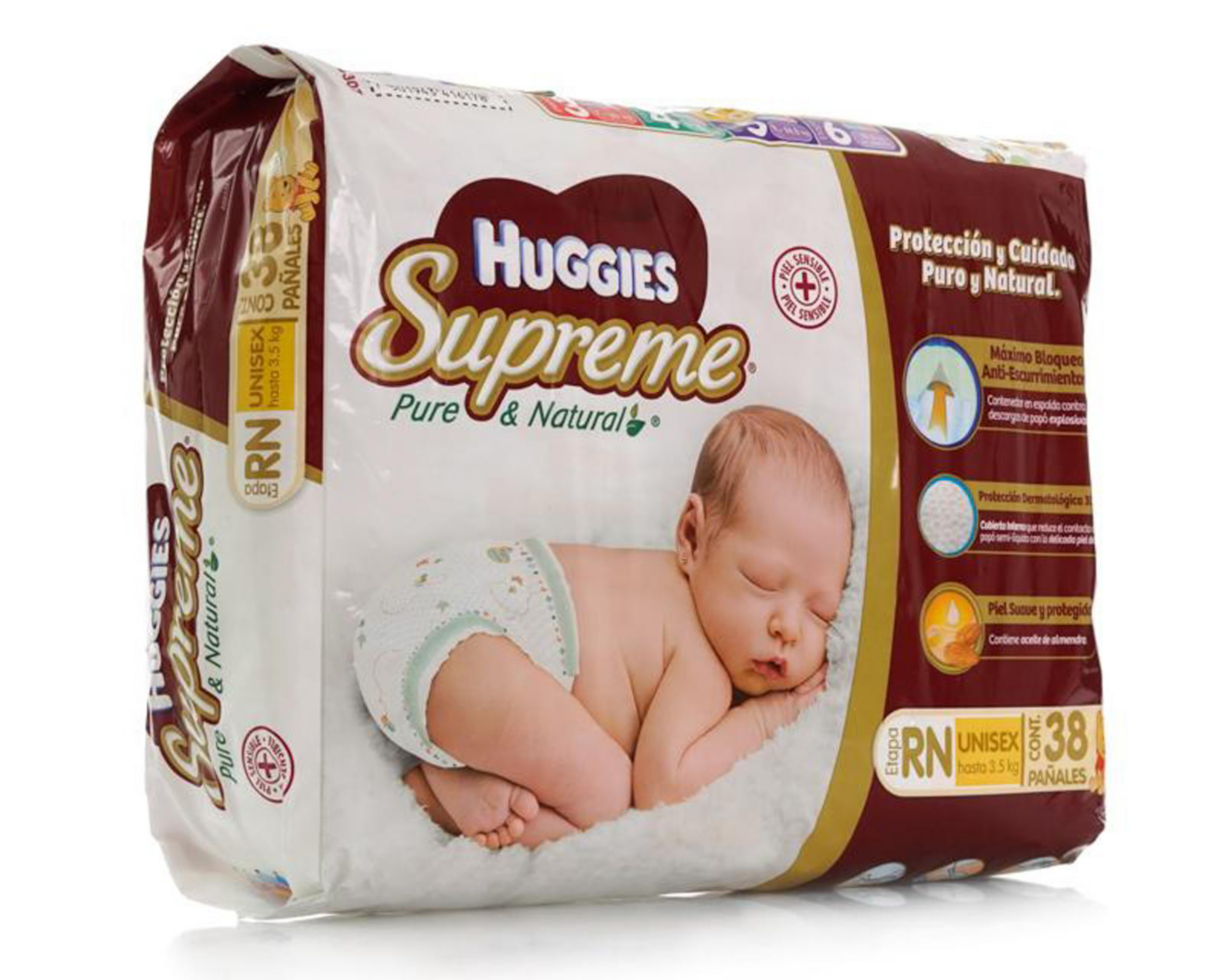 Foto 3 pulgar | Pañales Pure & Natural Etapa RN marca Huggies Supreme para Bebé