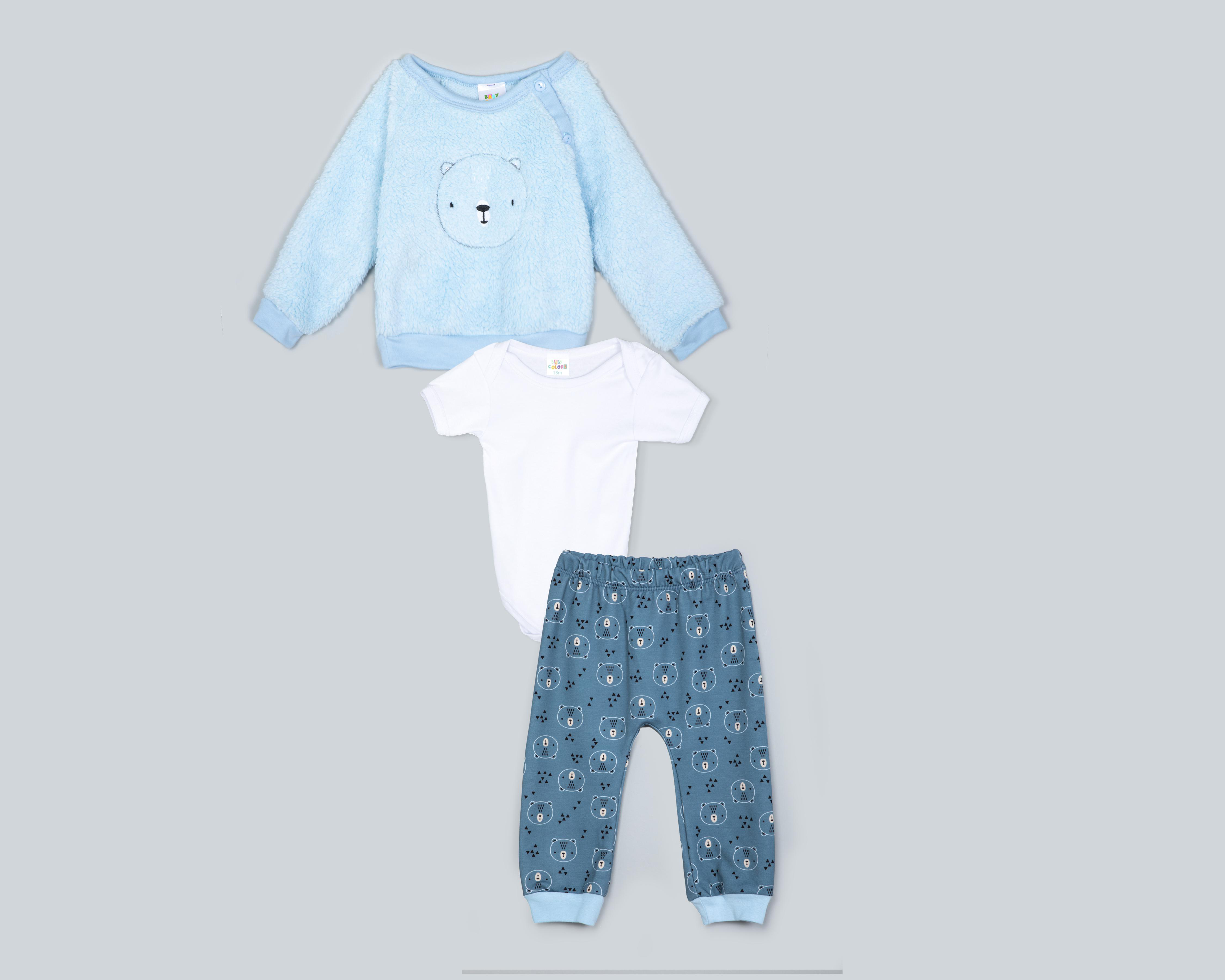 Foto 2 pulgar | Pants y Sudadera Baby Colors para Bebé Niño 3 Piezas