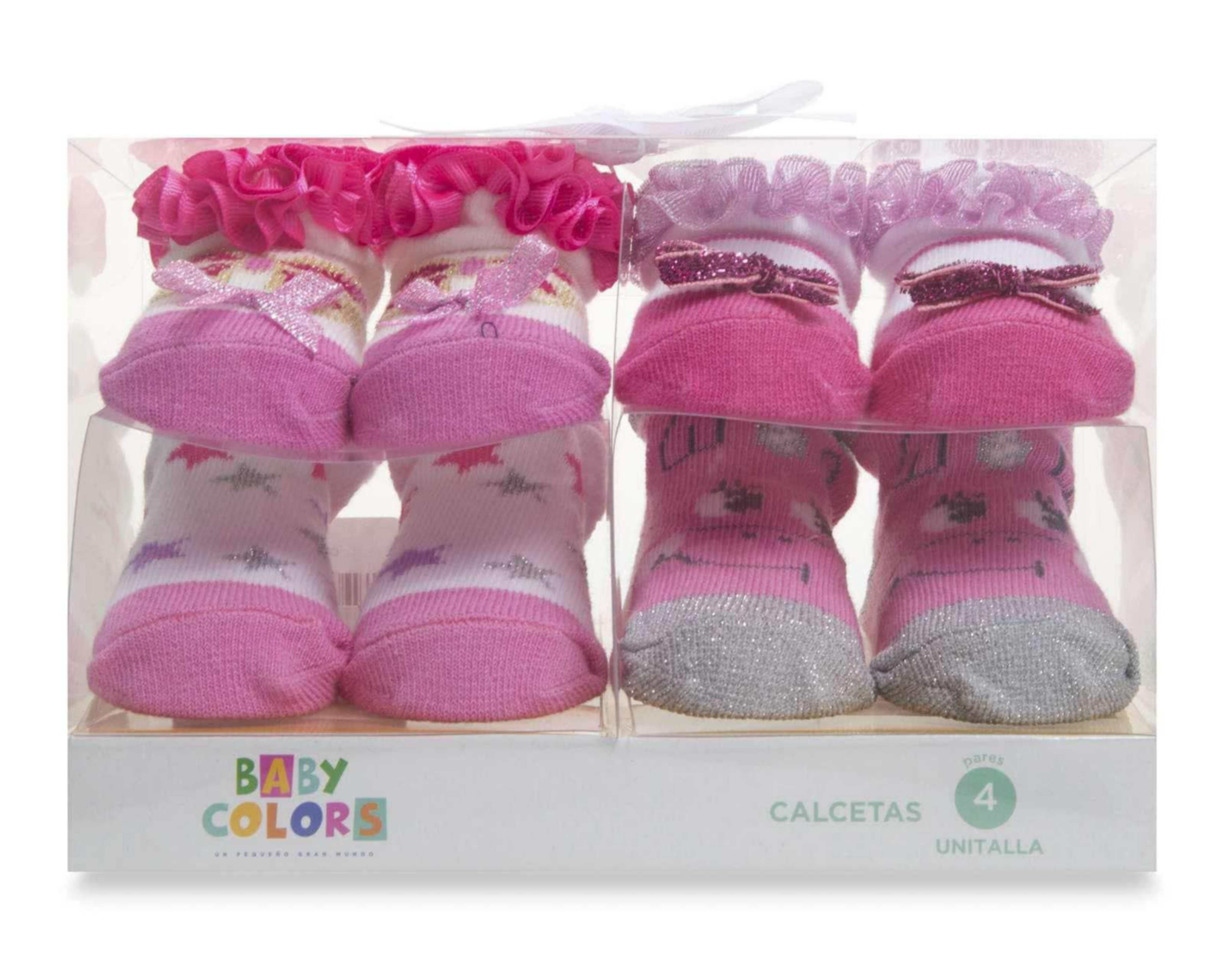 Foto 4 pulgar | Calcetas Baby Colors para Bebé Niña 4 Pares