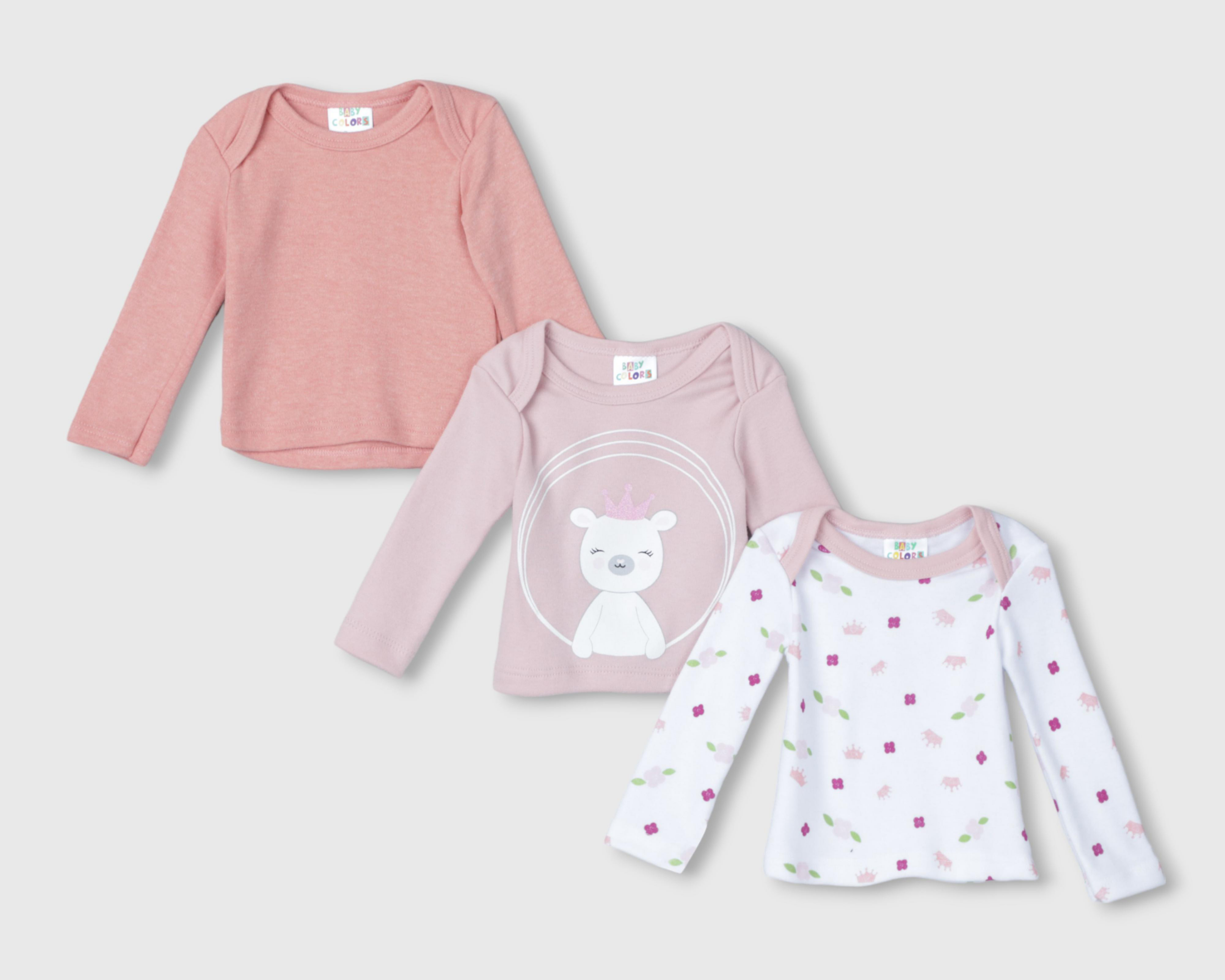 Foto 2 pulgar | Playera Baby Colors para Bebé Niña 3 Piezas