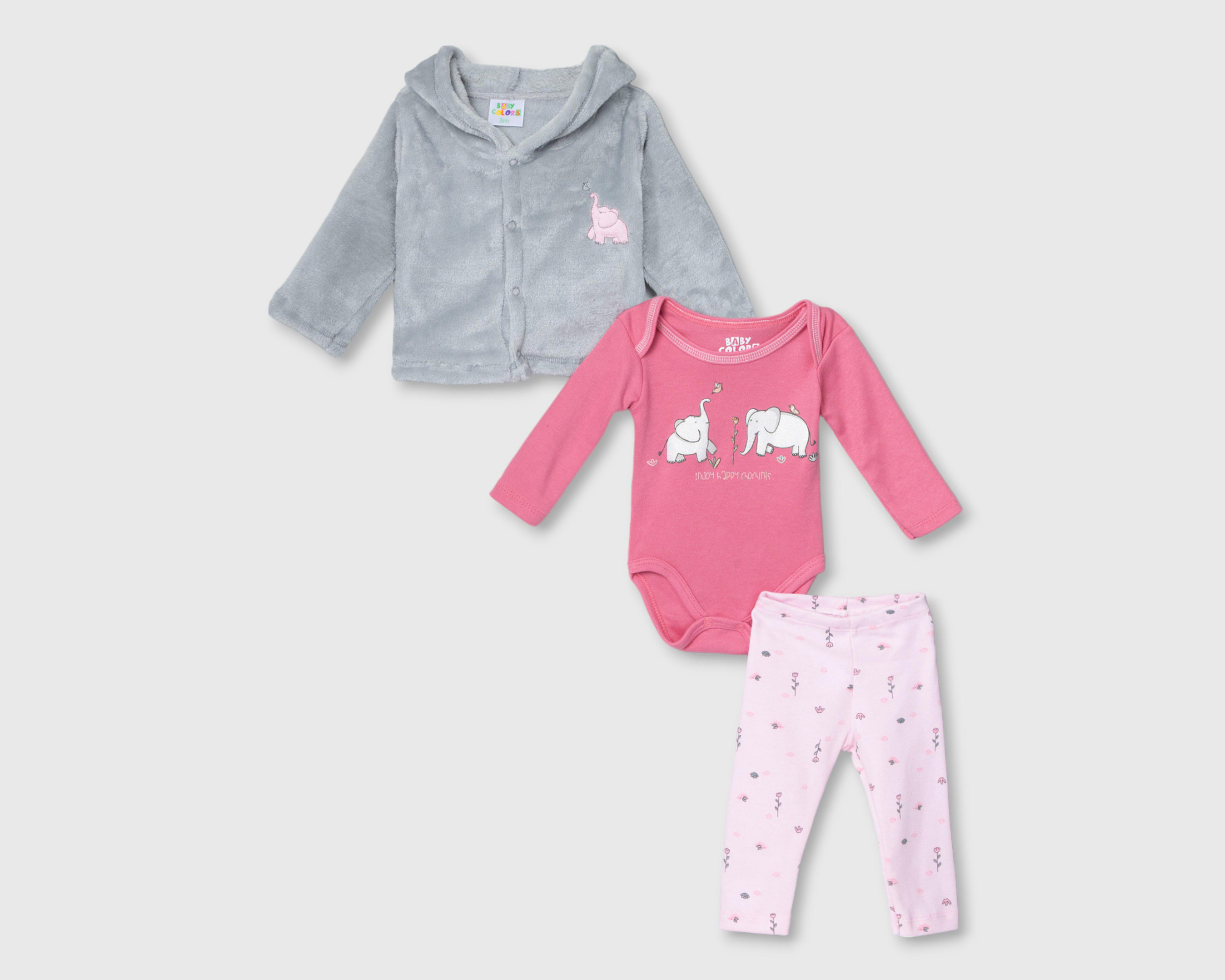 Foto 1 | Pañalero y Pantalón Baby Colors con Chamarra para Bebé Niña