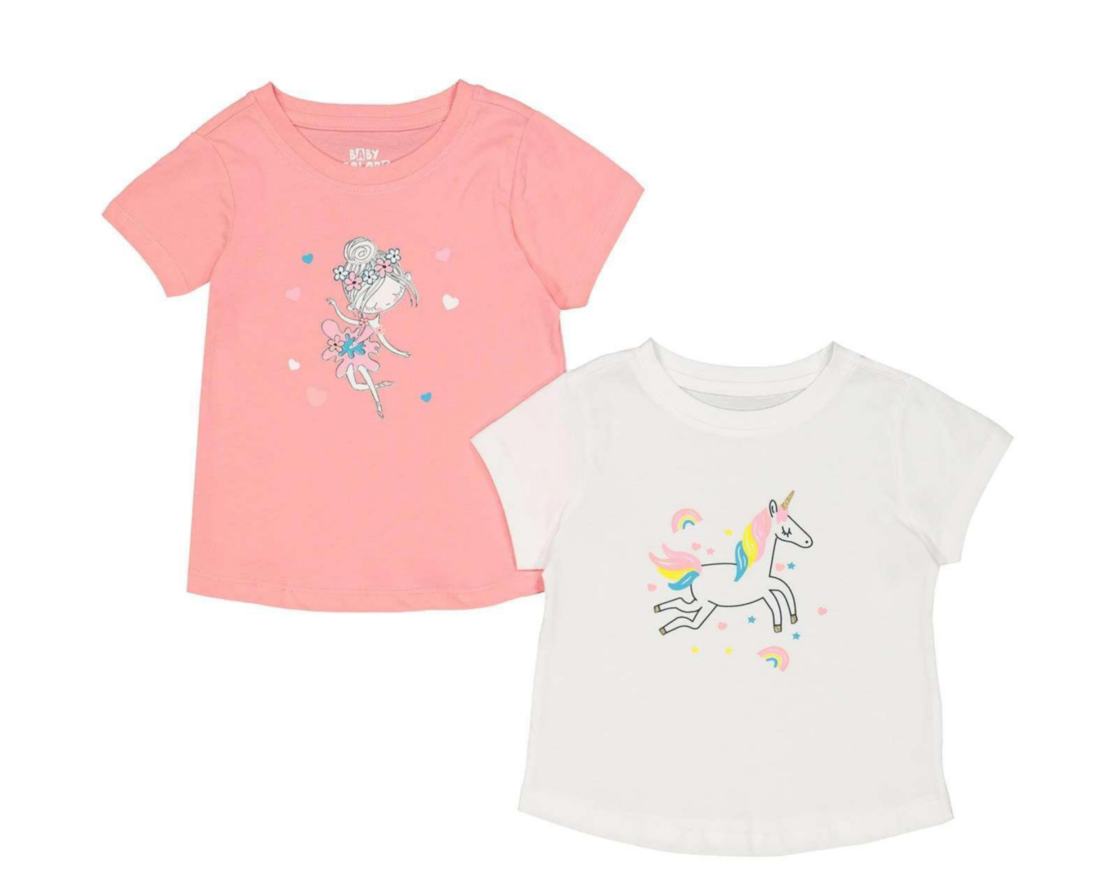 Foto 2 pulgar | Playera para Bebé Niña Baby Colors de Algodón Estampada 2 Piezas