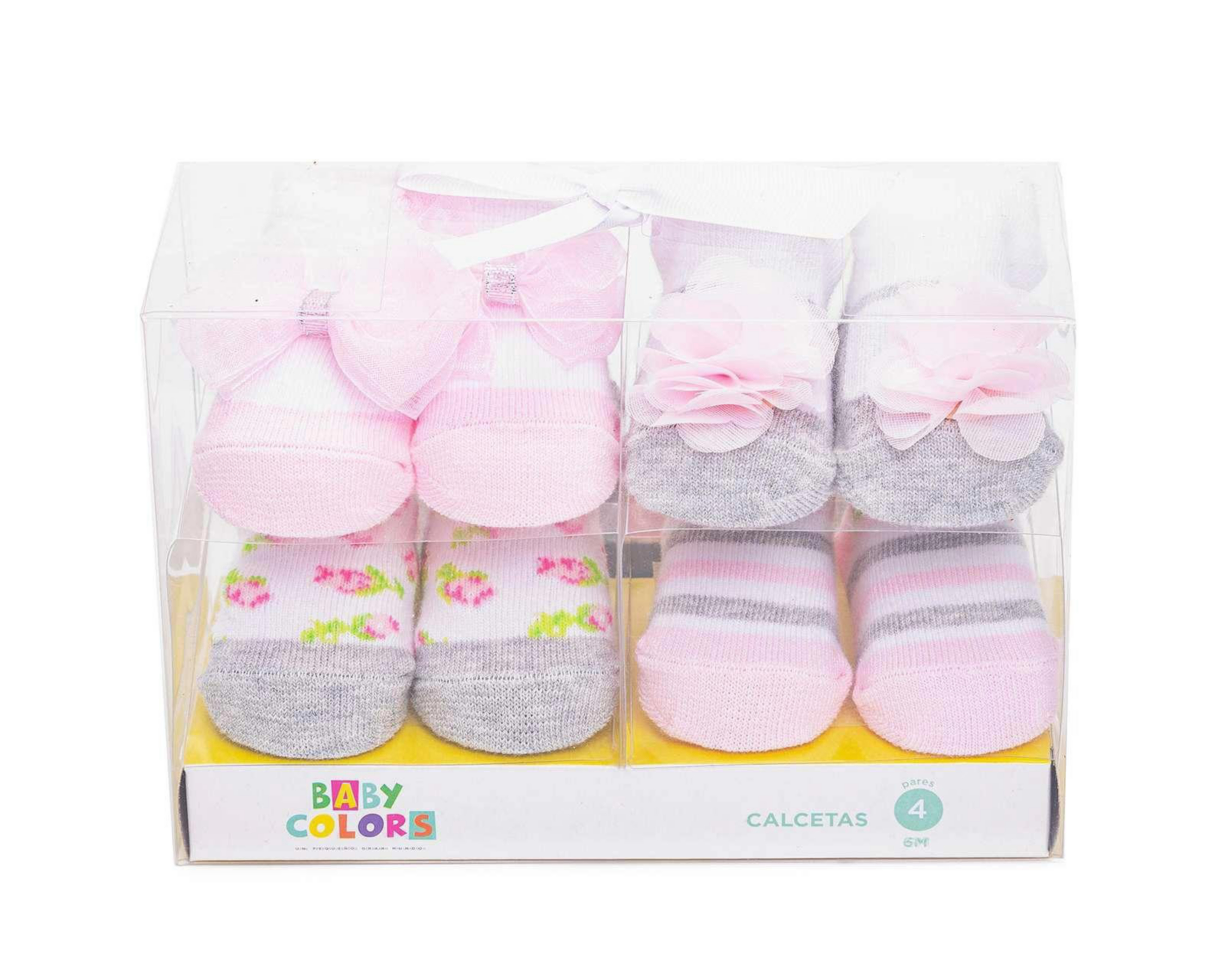 Foto 2 pulgar | Calcetas Baby Colors con Moño para Bebé Niña 4 Pares