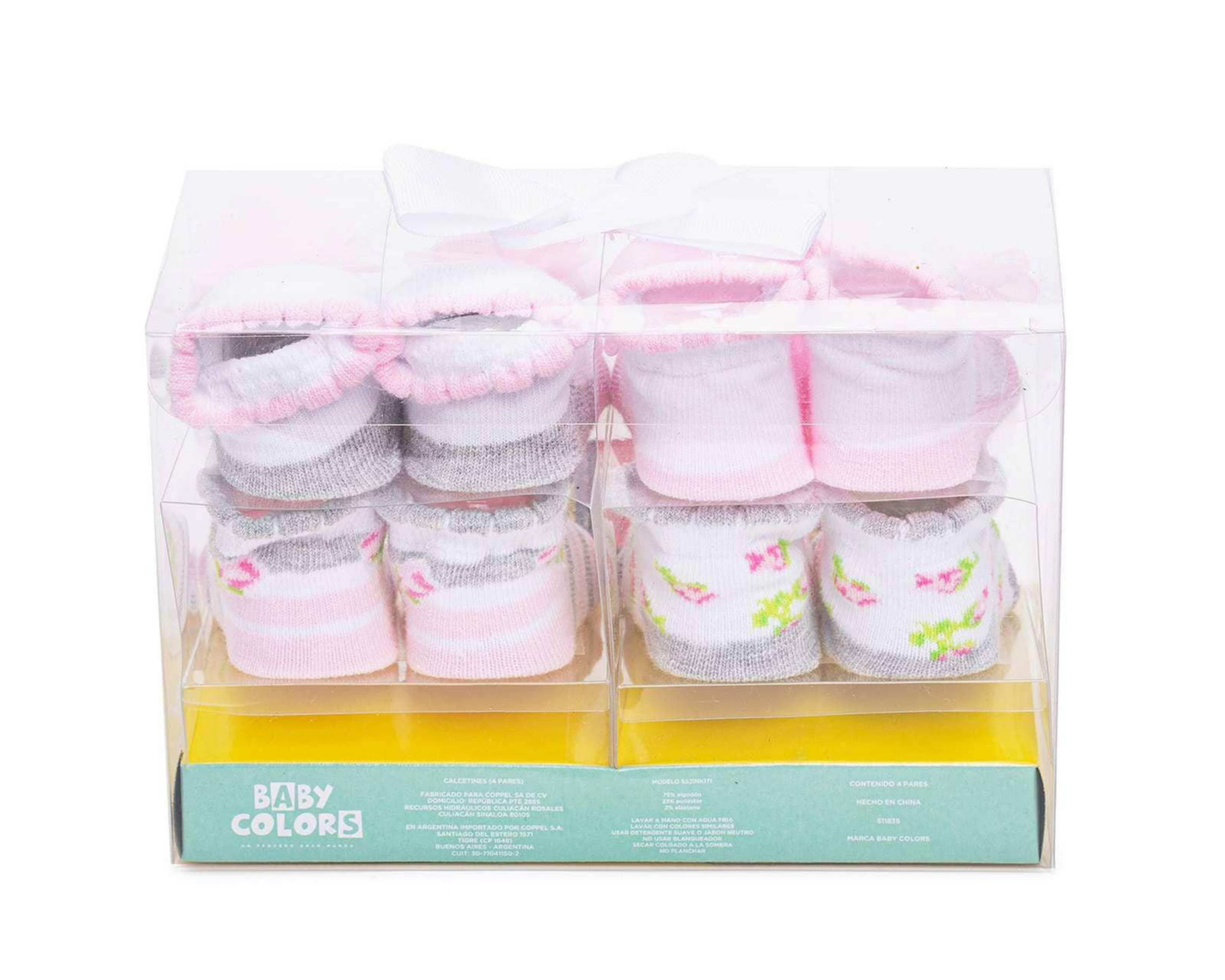 Foto 4 pulgar | Calcetas Baby Colors con Moño para Bebé Niña 4 Pares