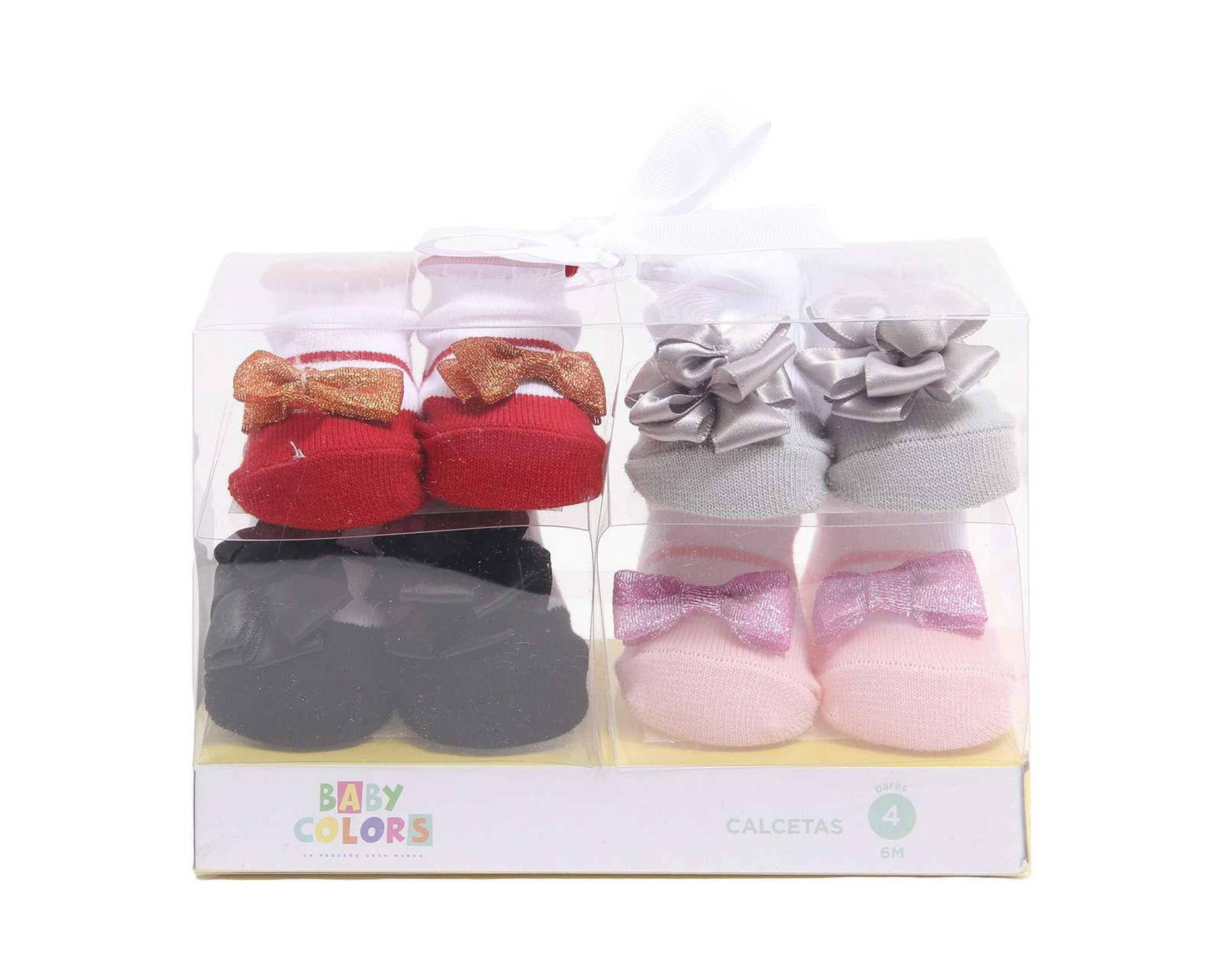 Calcetas Baby Colors con Moño para Bebé Niña 4 Pares