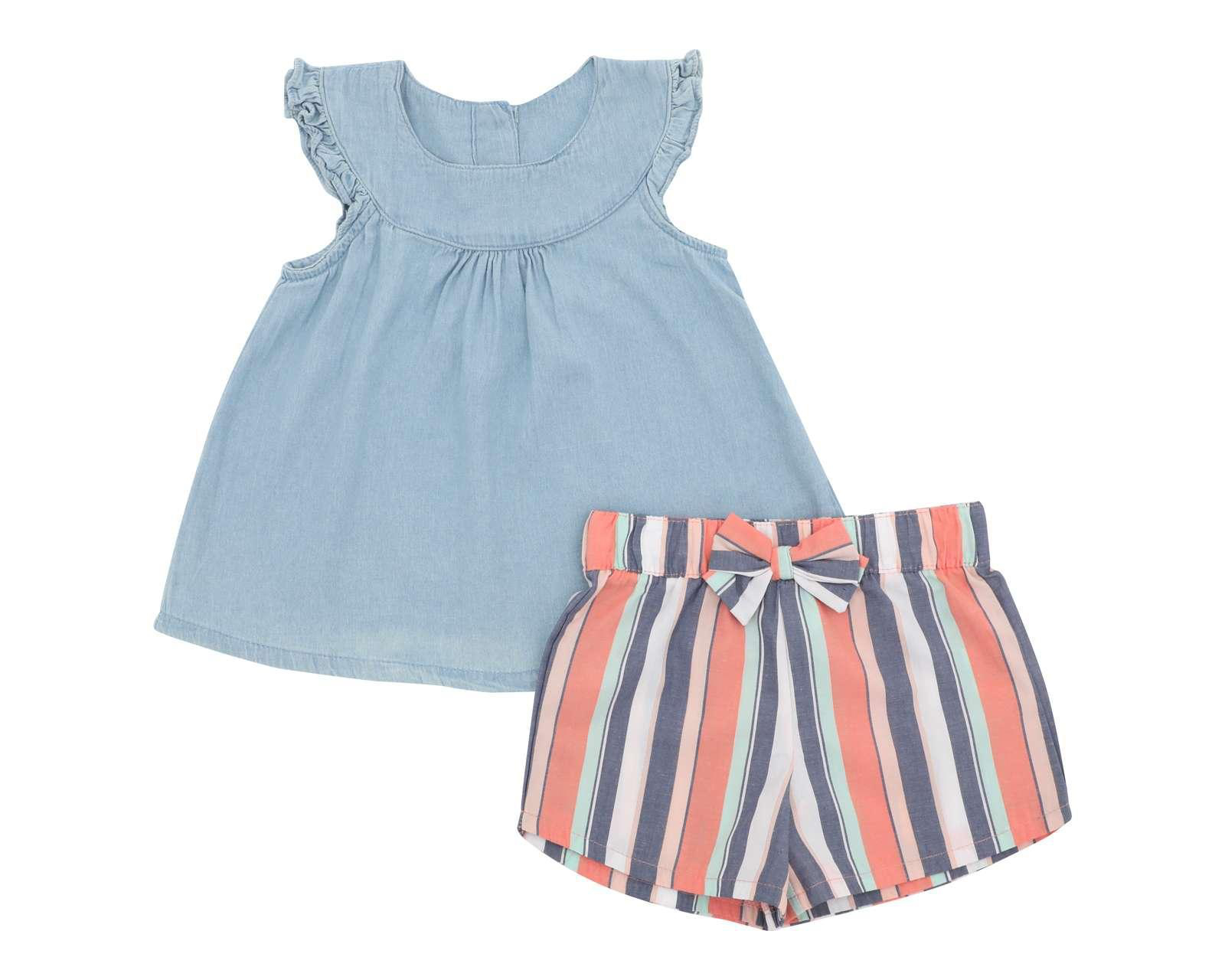 Conjunto con Short Baby Colors de Algodón para Bebé Niña