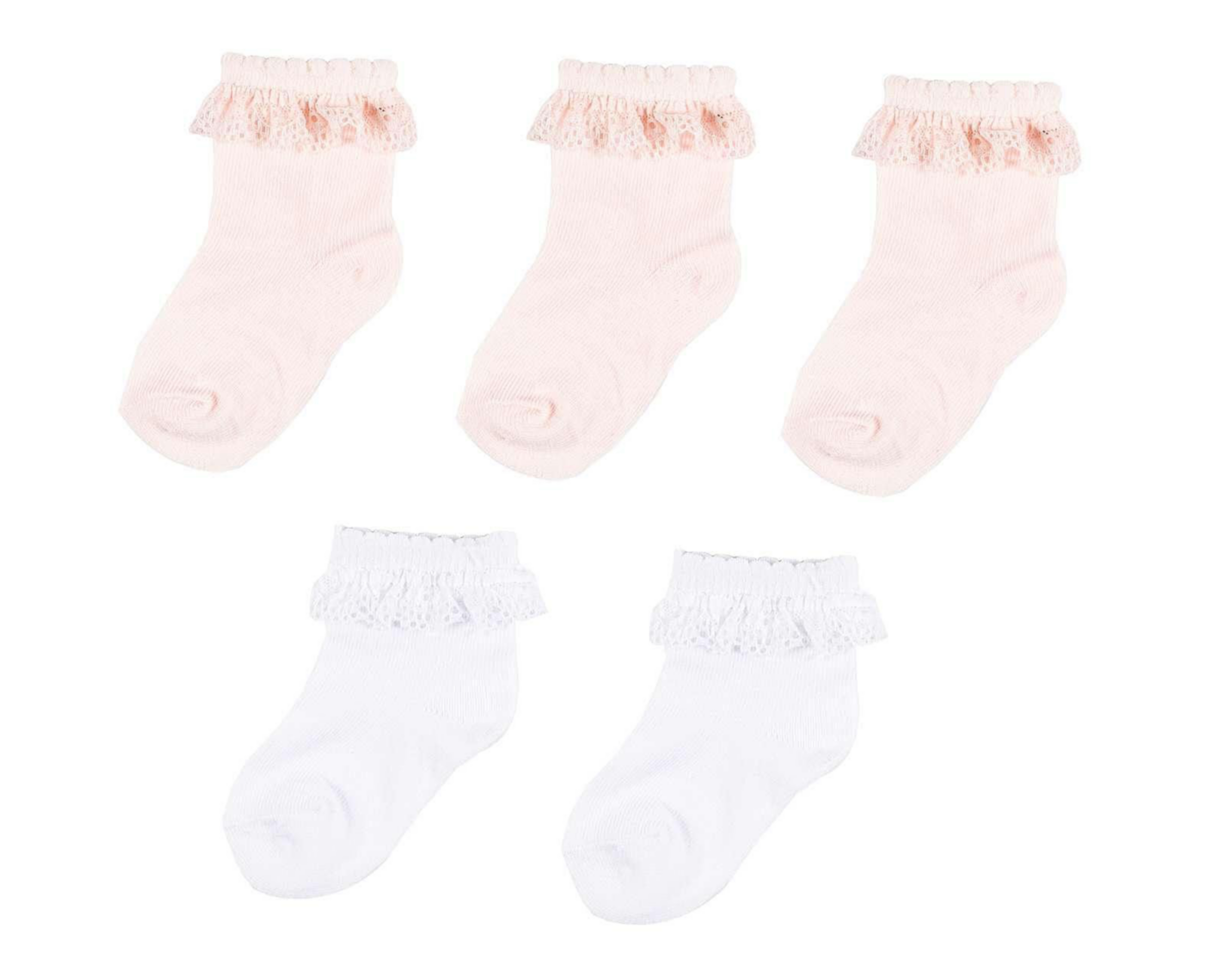 Calcetas Baby Colors con Encaje para Bebé Niña 5 Pares