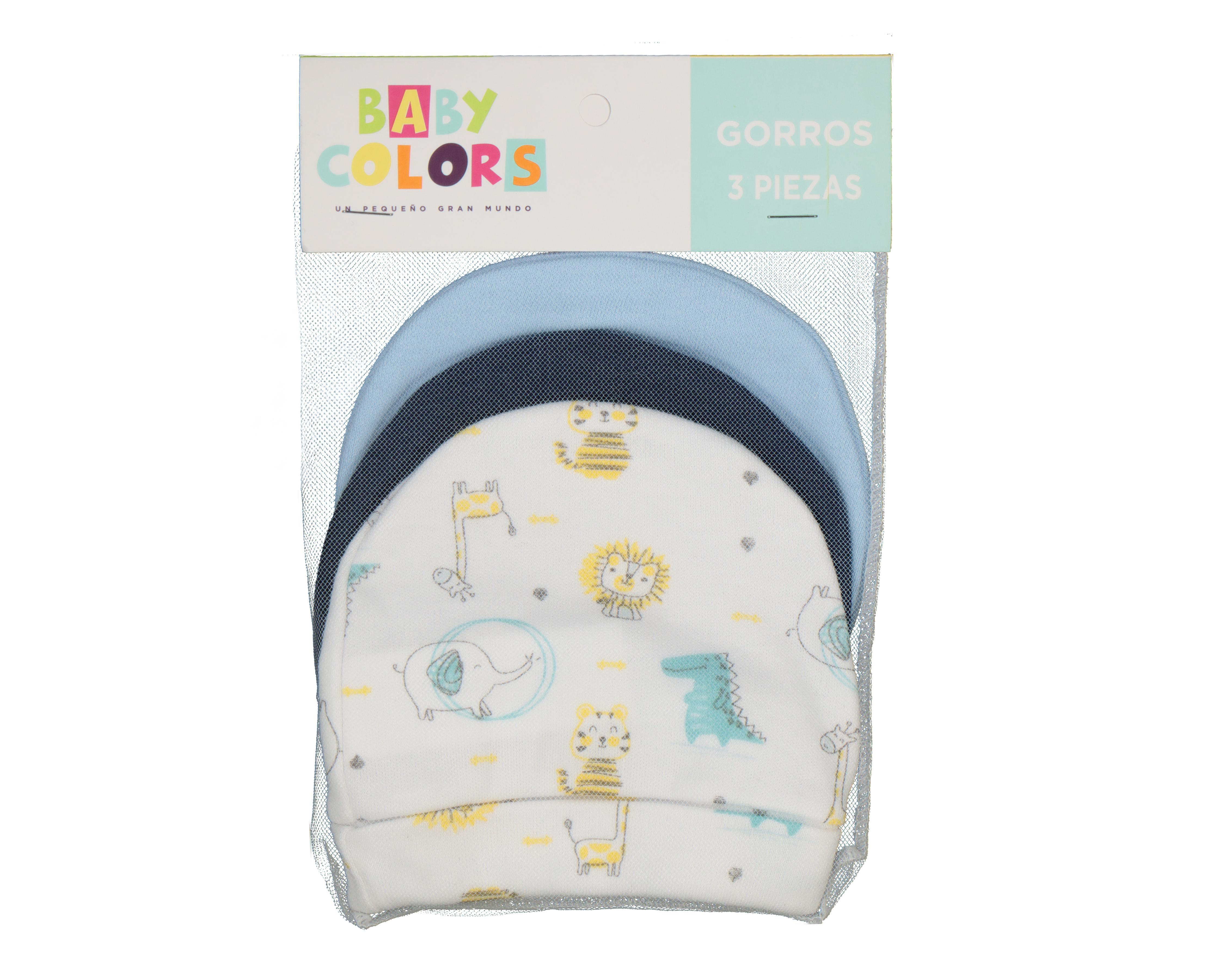 Foto 5 pulgar | Gorro Baby Colors para Bebé Niño 3 Piezas