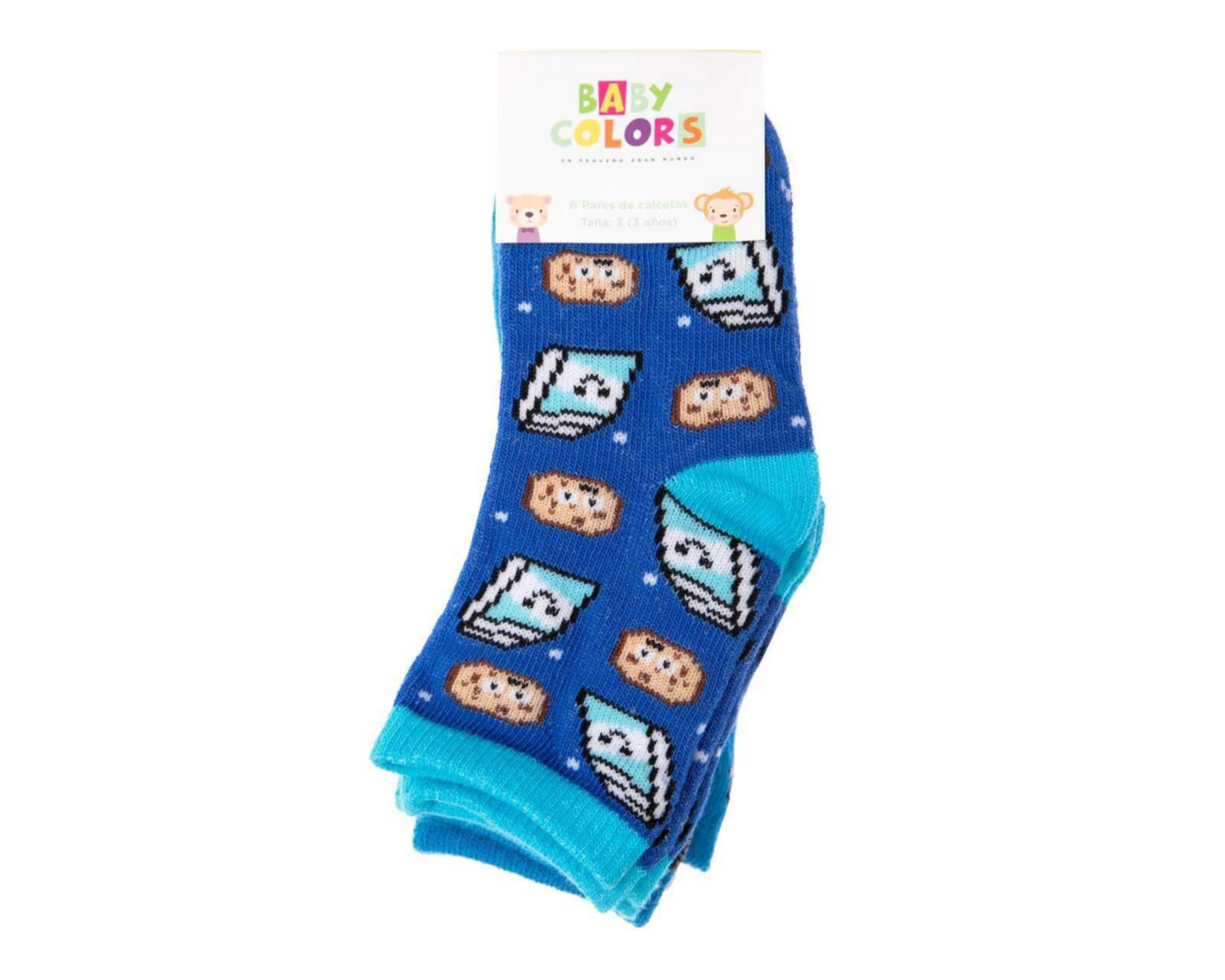Foto 4 pulgar | Calcetas Baby Colors para Bebé Niño 6 Pares