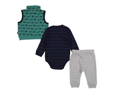 Foto 2 | Conjunto con Chaleco Peanuts para Bebé Niño 3 Piezas