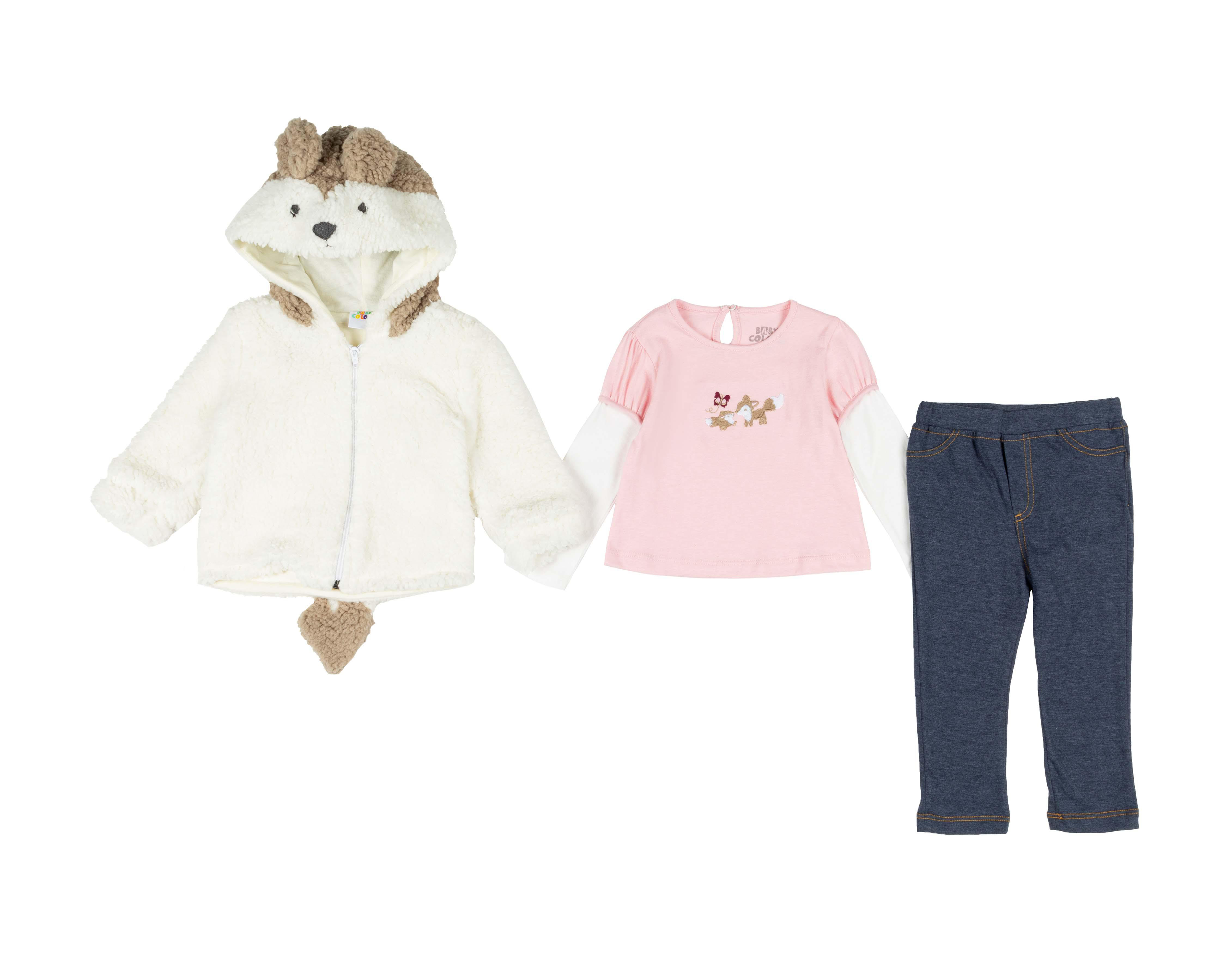 Chamarra, Blusa y Pantalón Baby Colors para Bebé Niña