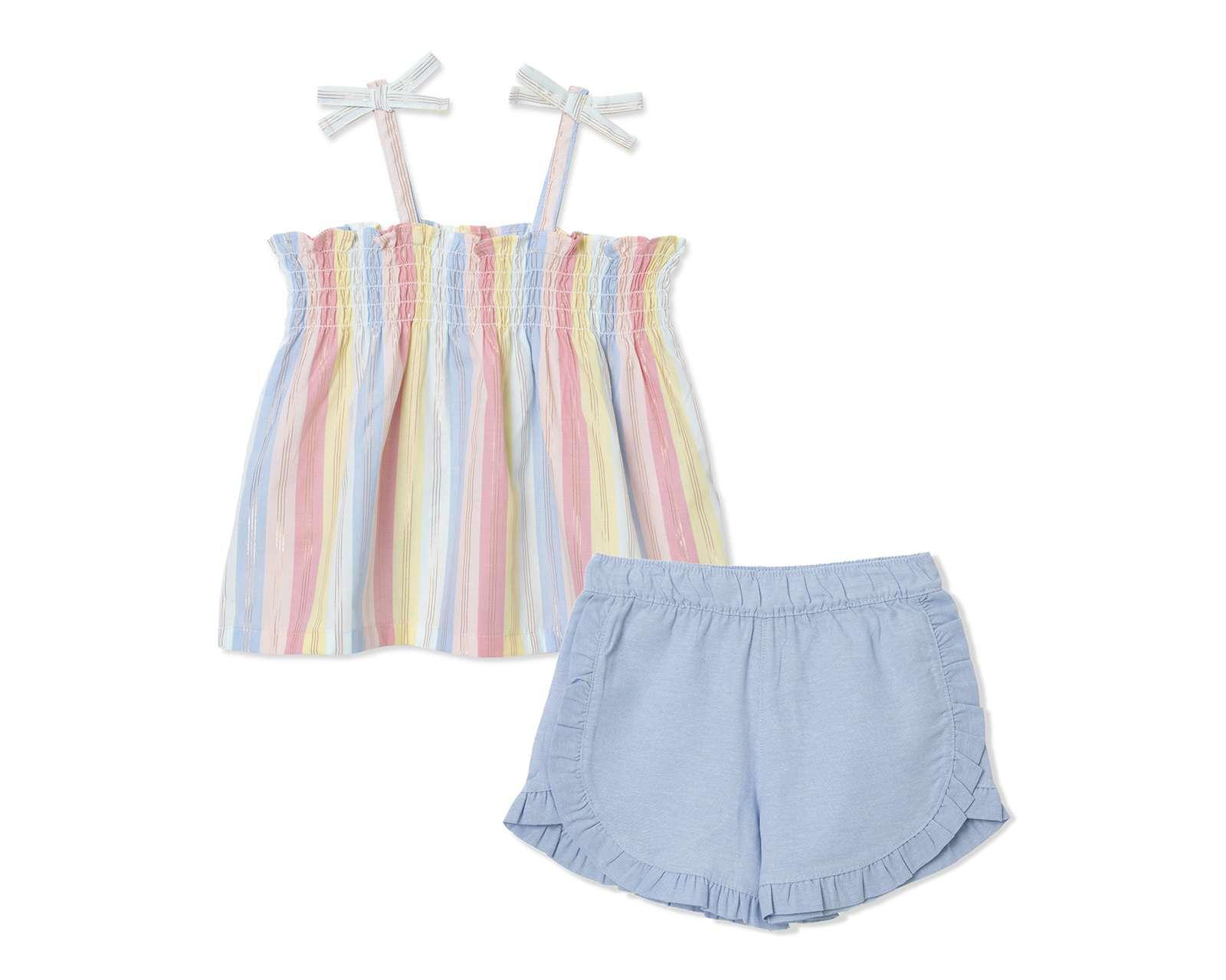 Blusa y Short Baby Colors de Algodón para Bebé Niña