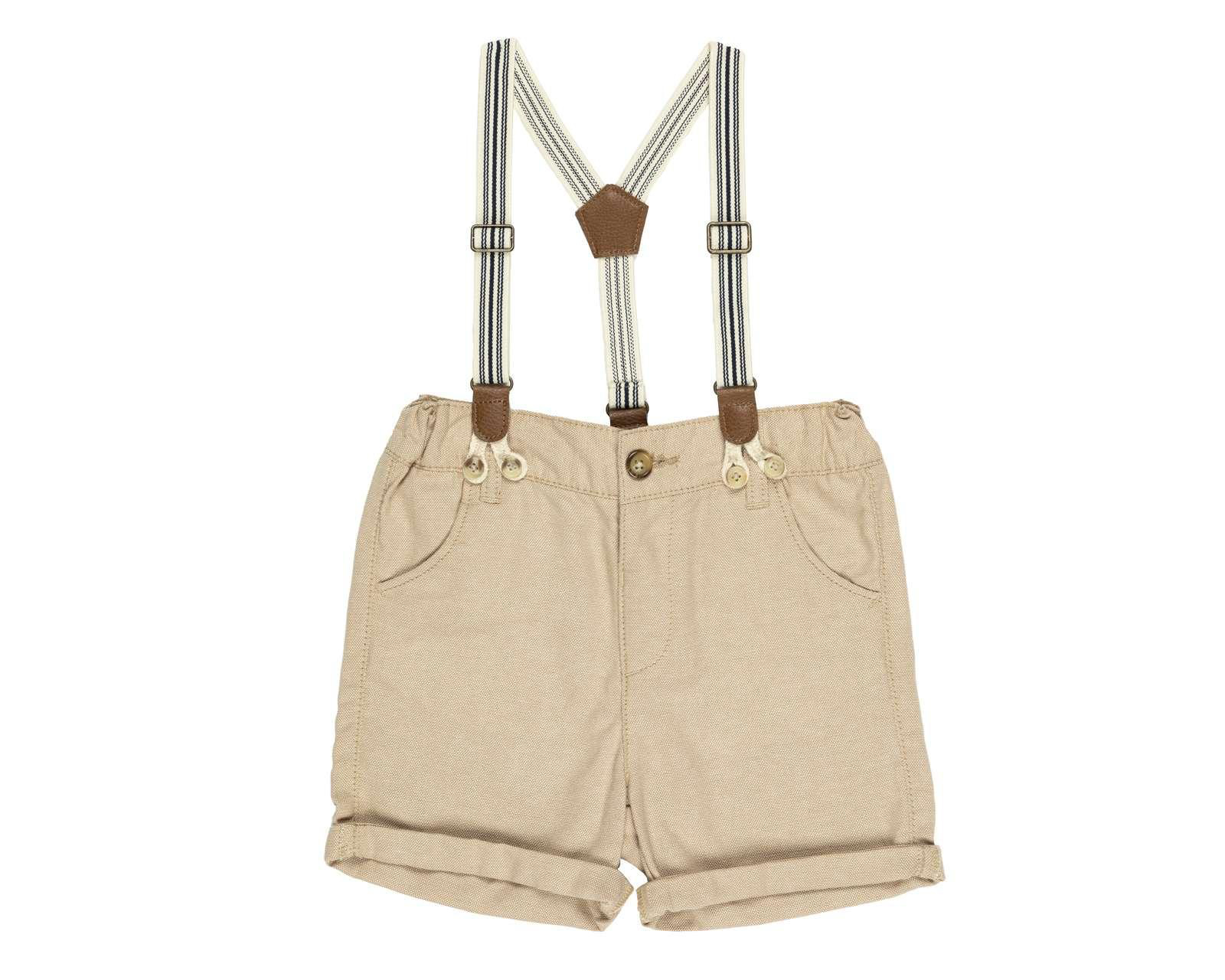 Short con Tirantes Baby Colors Beige para Bebé Niño