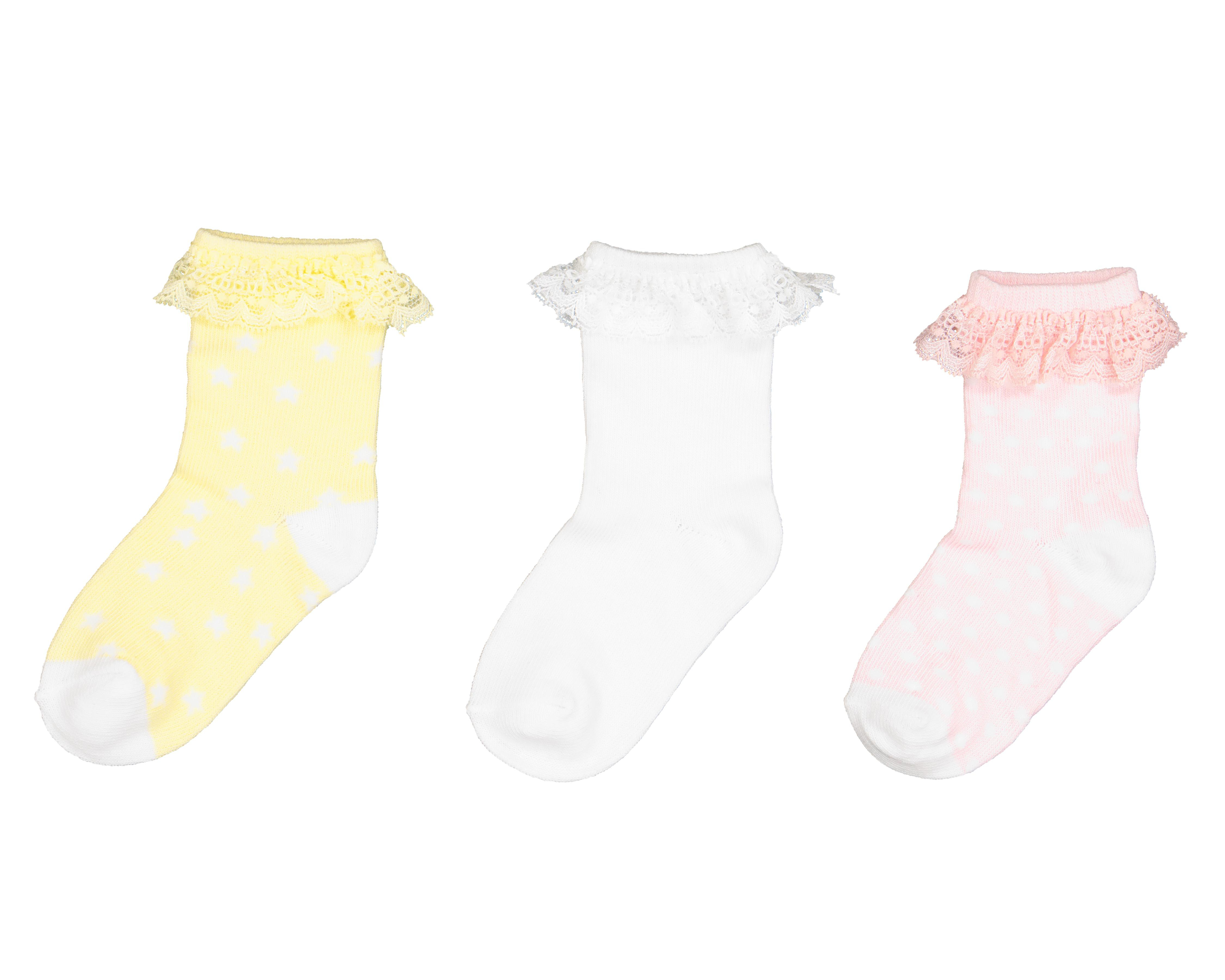 Calcetas Baby Colors con Encaje para Bebé Niña 3 Pares