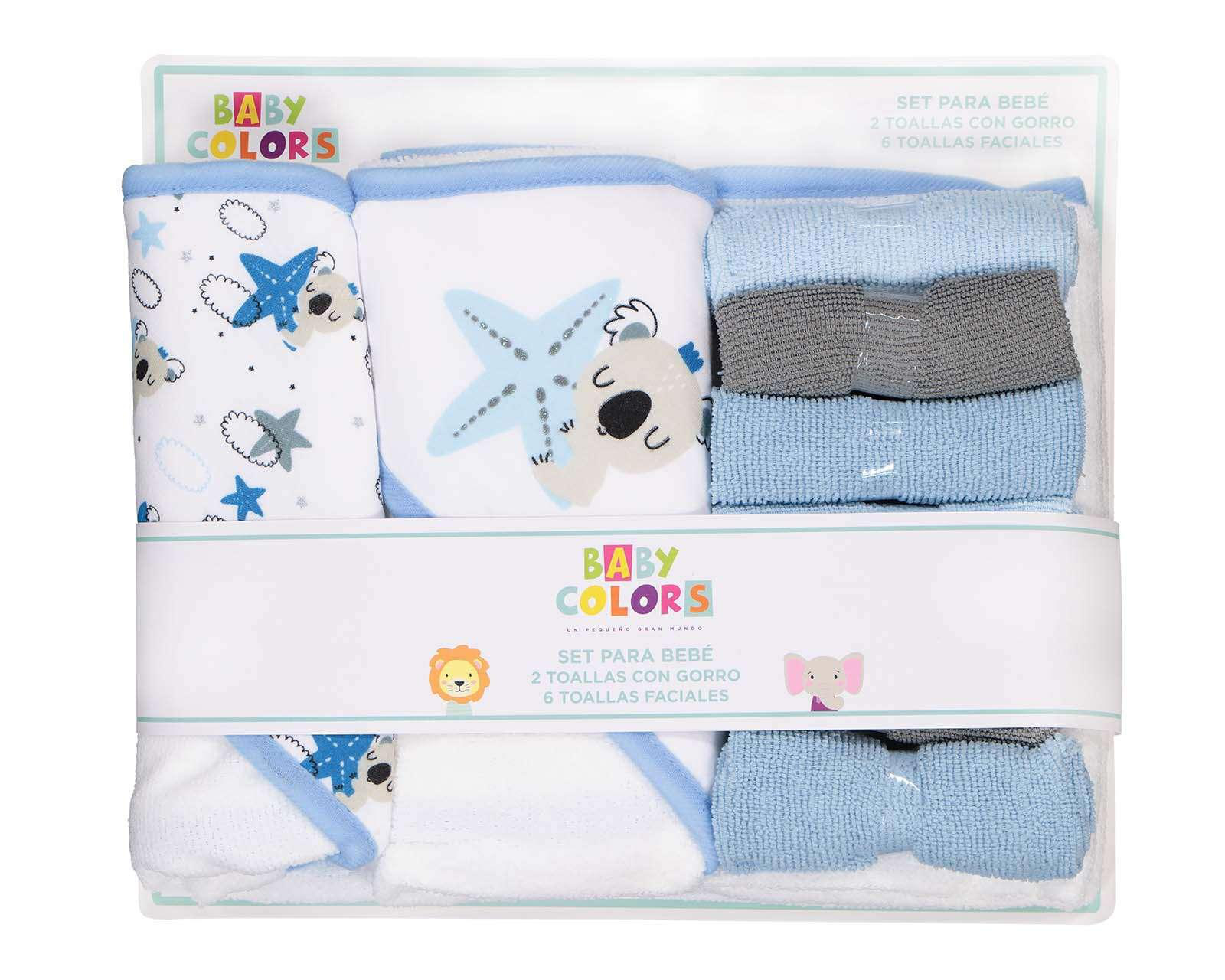 Toallas de Baño y Faciales Baby Colors para Bebé Niño 8 Piezas