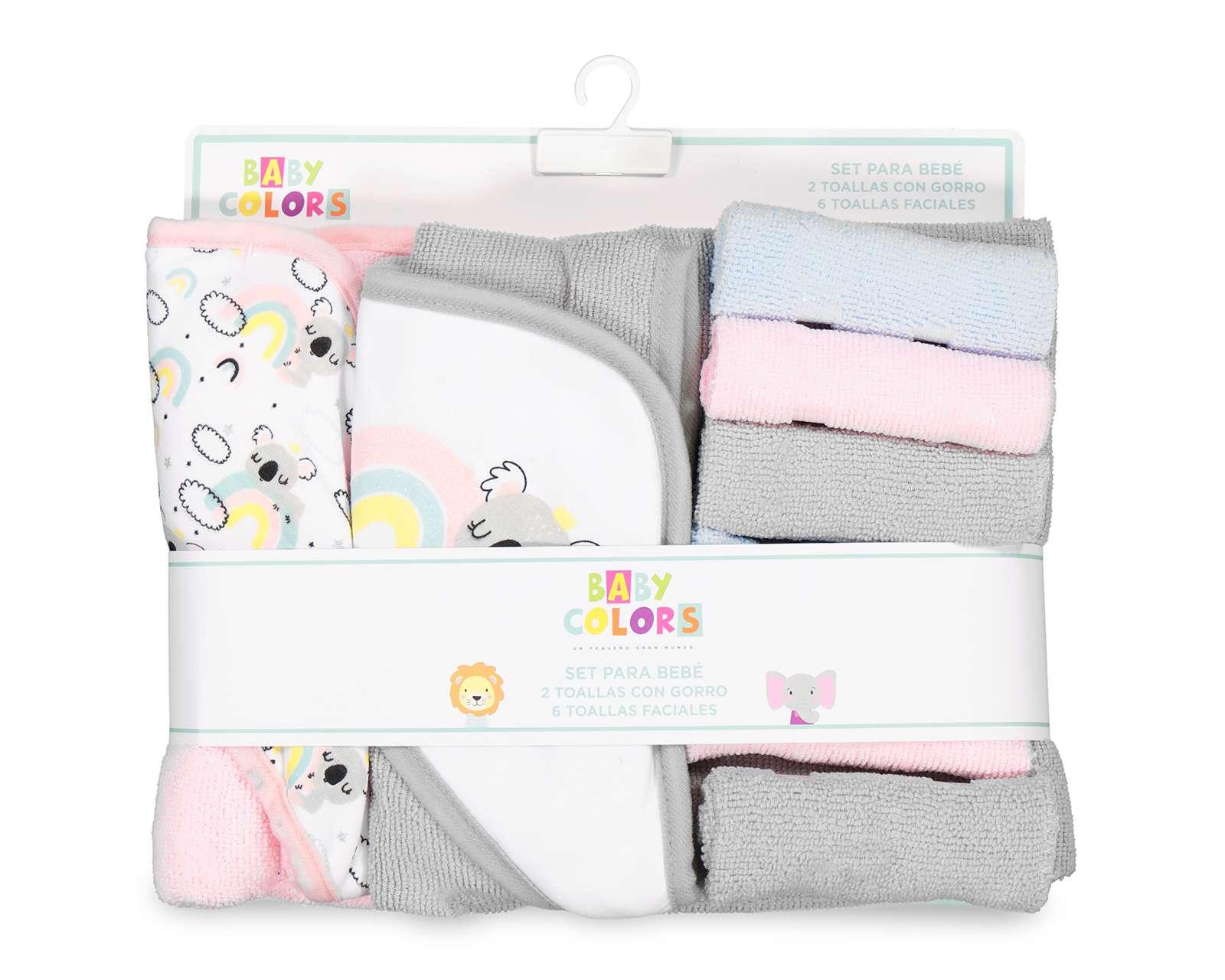 Toalla de Baño y Faciales Baby Colors para Bebé Niña 8 Piezas