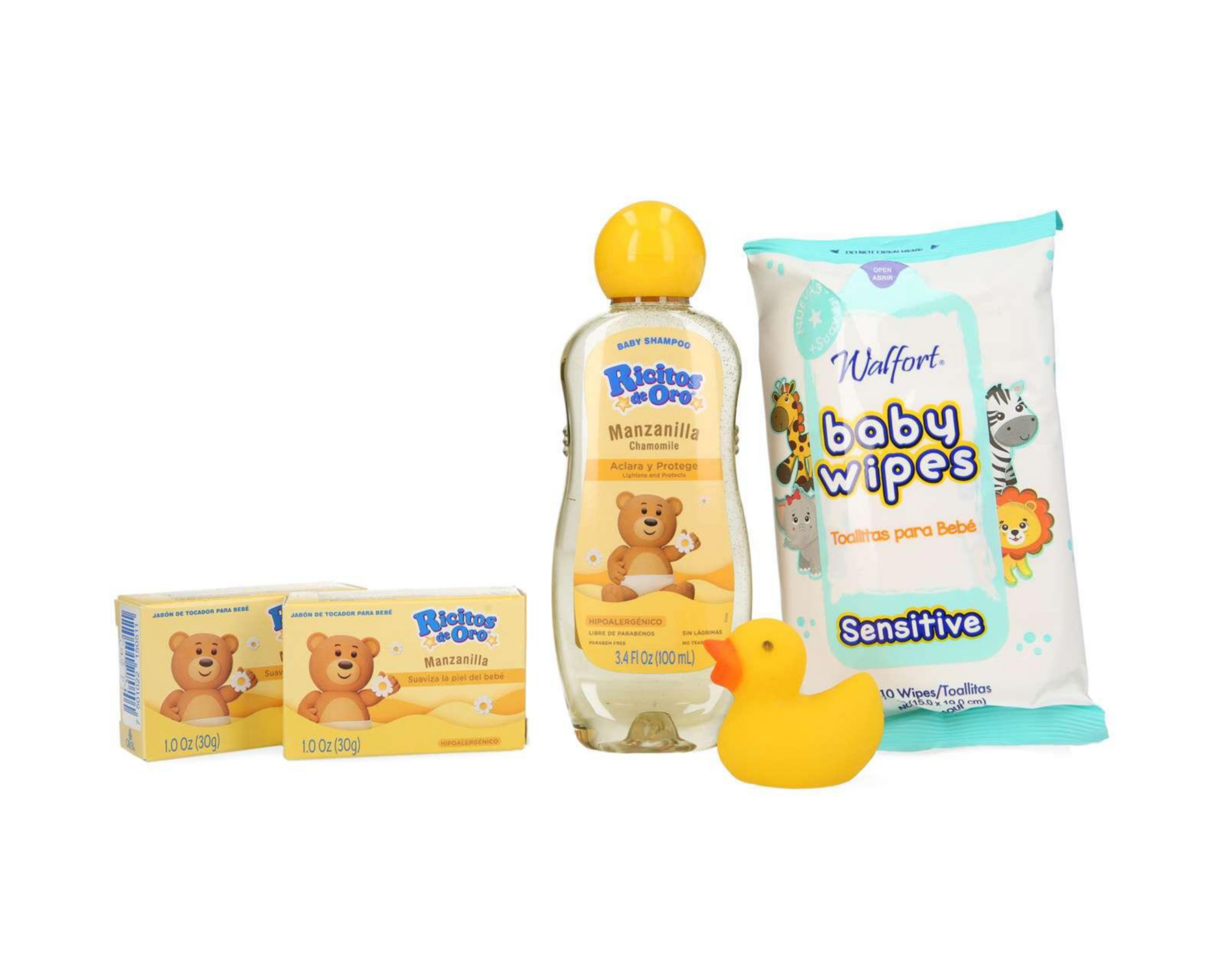 Kit de Baño y Aseo Ricitos de Oro de Manzanilla para Bebé 5 Piezas $119